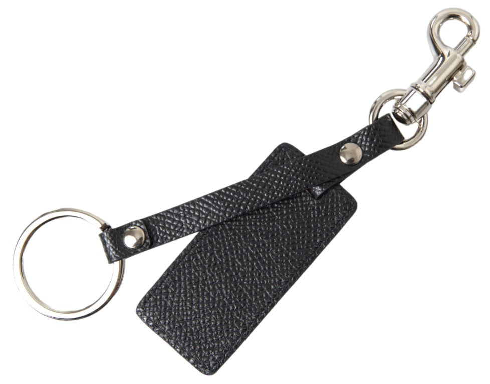 Dolce &amp; Gabbana Elegant Black Leather Keyring Accessory