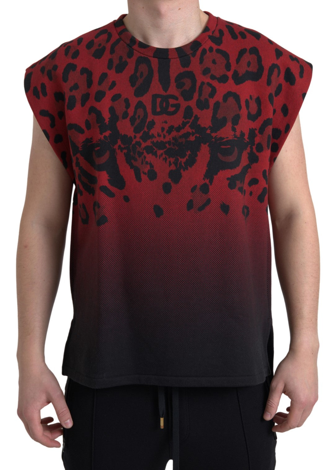 Dolce &amp; Gabbana Red Leopard Print Cotton Tank Top