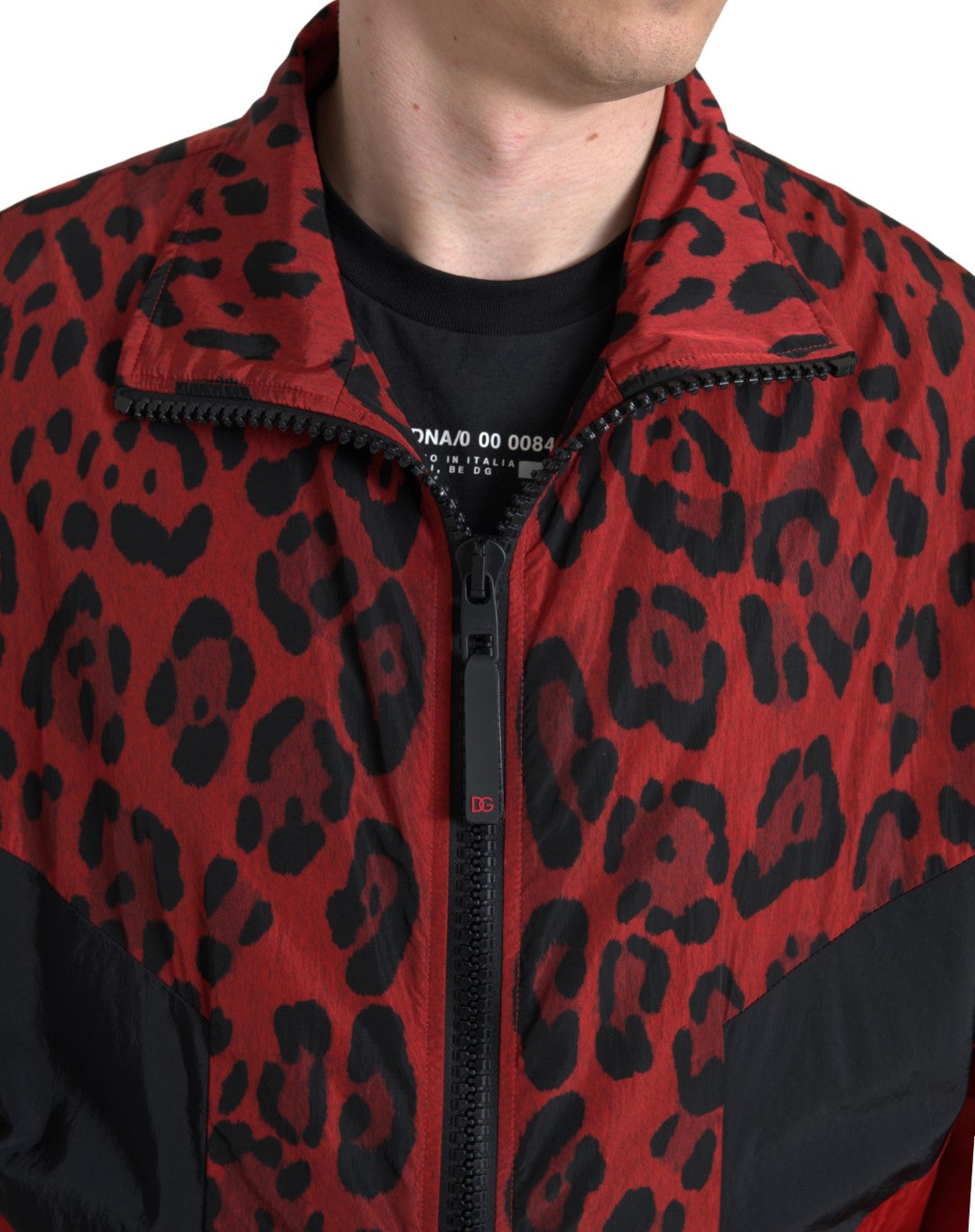 Dolce &amp; Gabbana Red Leopard Zip Sweater Jacket