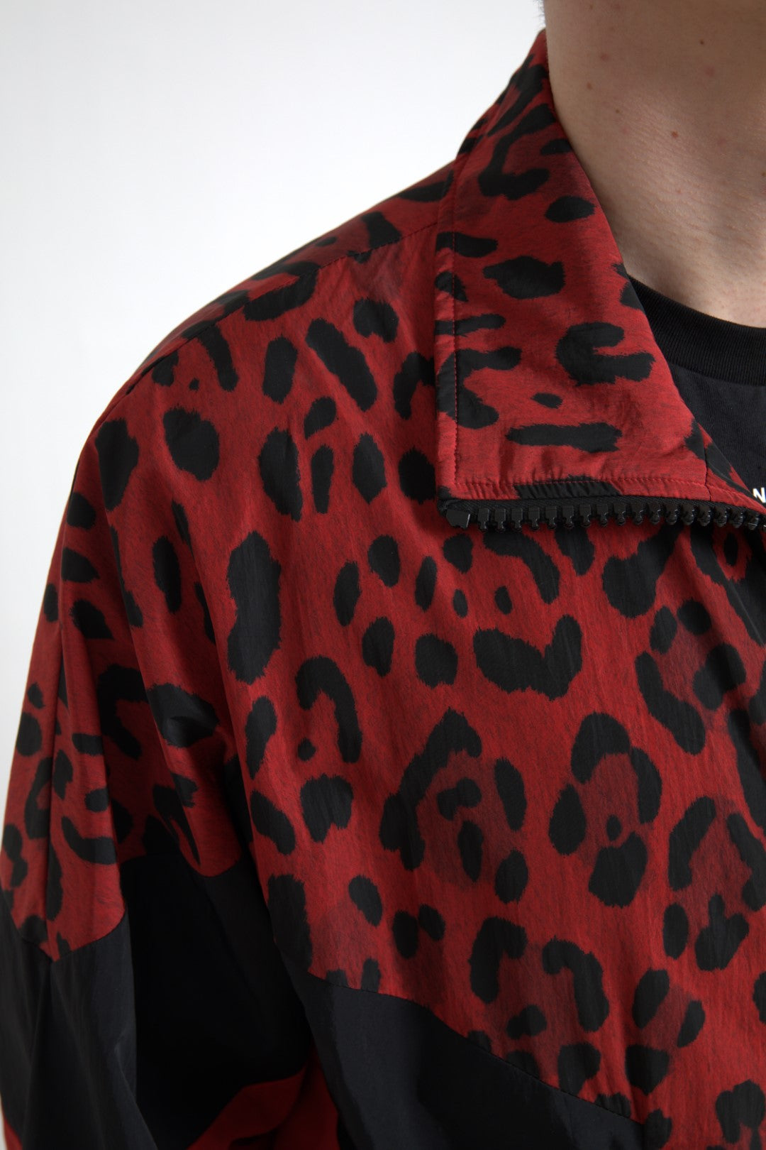 Dolce &amp; Gabbana Red Leopard Zip Sweater Jacket