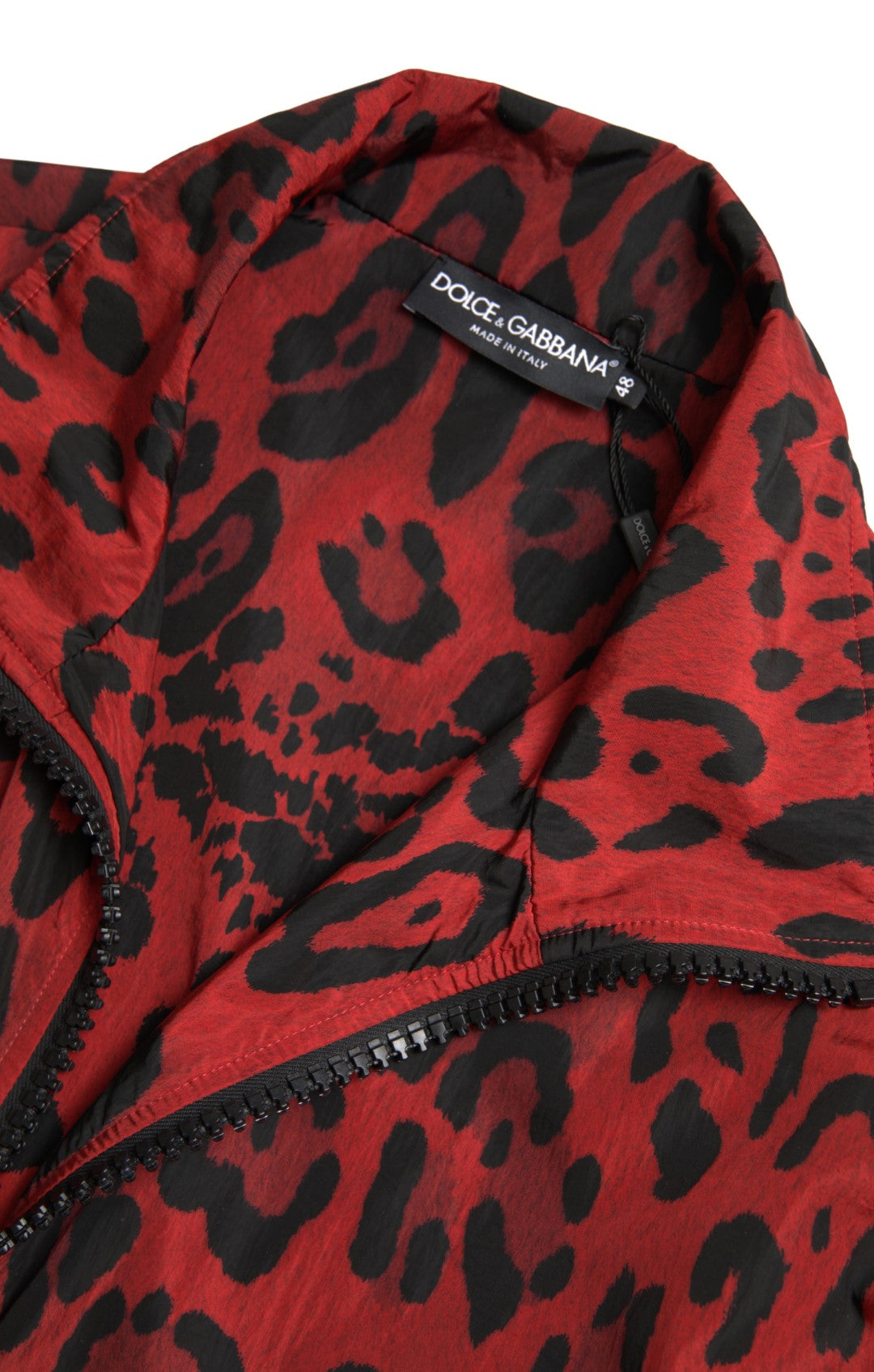 Dolce &amp; Gabbana Red Leopard Zip Sweater Jacket