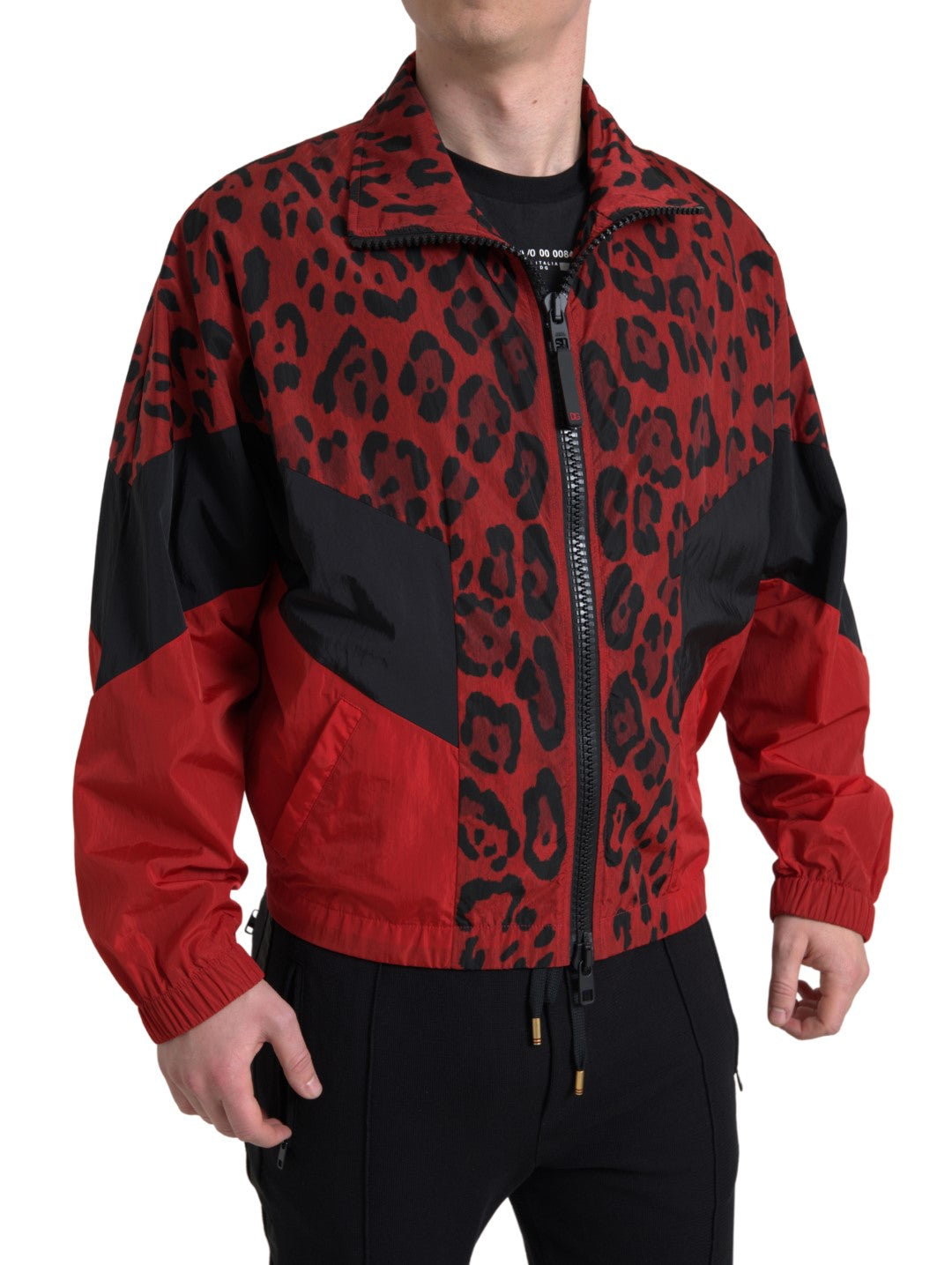 Dolce &amp; Gabbana Red Leopard Zip Sweater Jacket