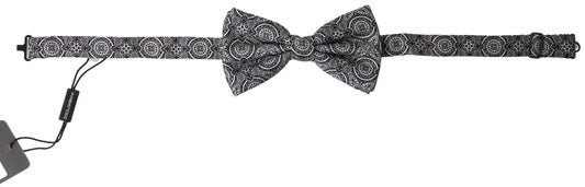 Dolce &amp; Gabbana Elegant Black &amp; White Silk Bow Tie