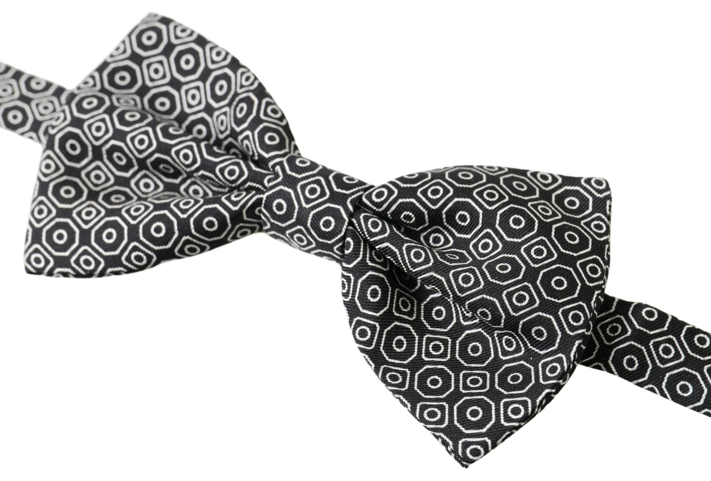 Dolce &amp; Gabbana Elegant Black and White Silk Bow Tie