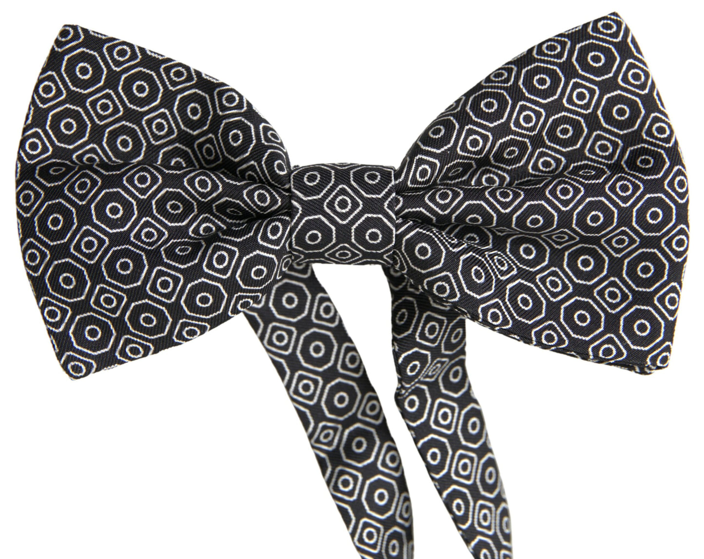 Dolce &amp; Gabbana Elegant Black and White Silk Bow Tie