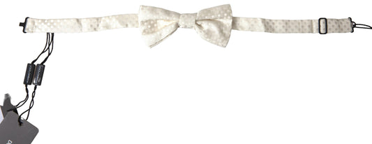 Dolce &amp; Gabbana Elegant Ivory Fantasy Pattern Silk Bow Tie