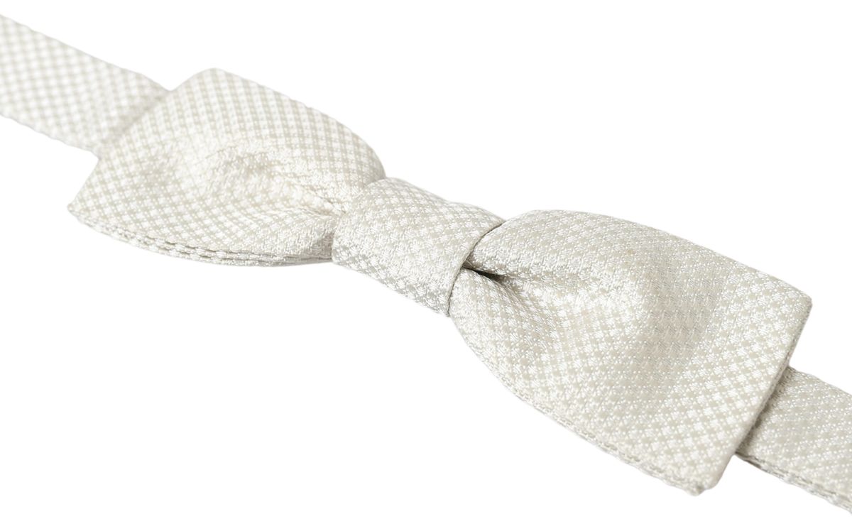 Dolce &amp; Gabbana Elegant Ivory Silk Bow Tie