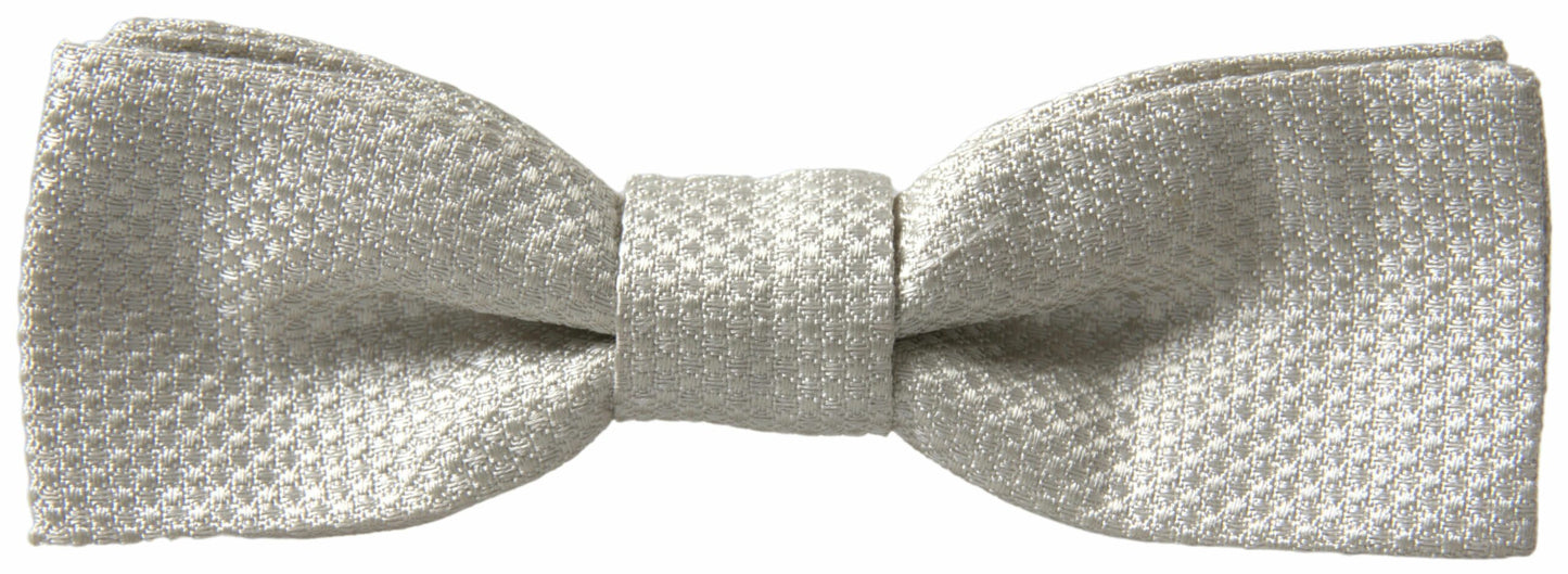 Dolce &amp; Gabbana Elegant Ivory Silk Bow Tie