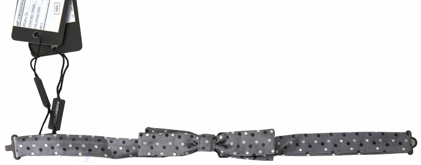 Dolce &amp; Gabbana Elegant Silk Gray Bow Tie