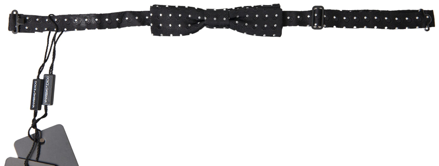 Dolce &amp; Gabbana Elegant Silk Black Bow Tie with Signature Clasp