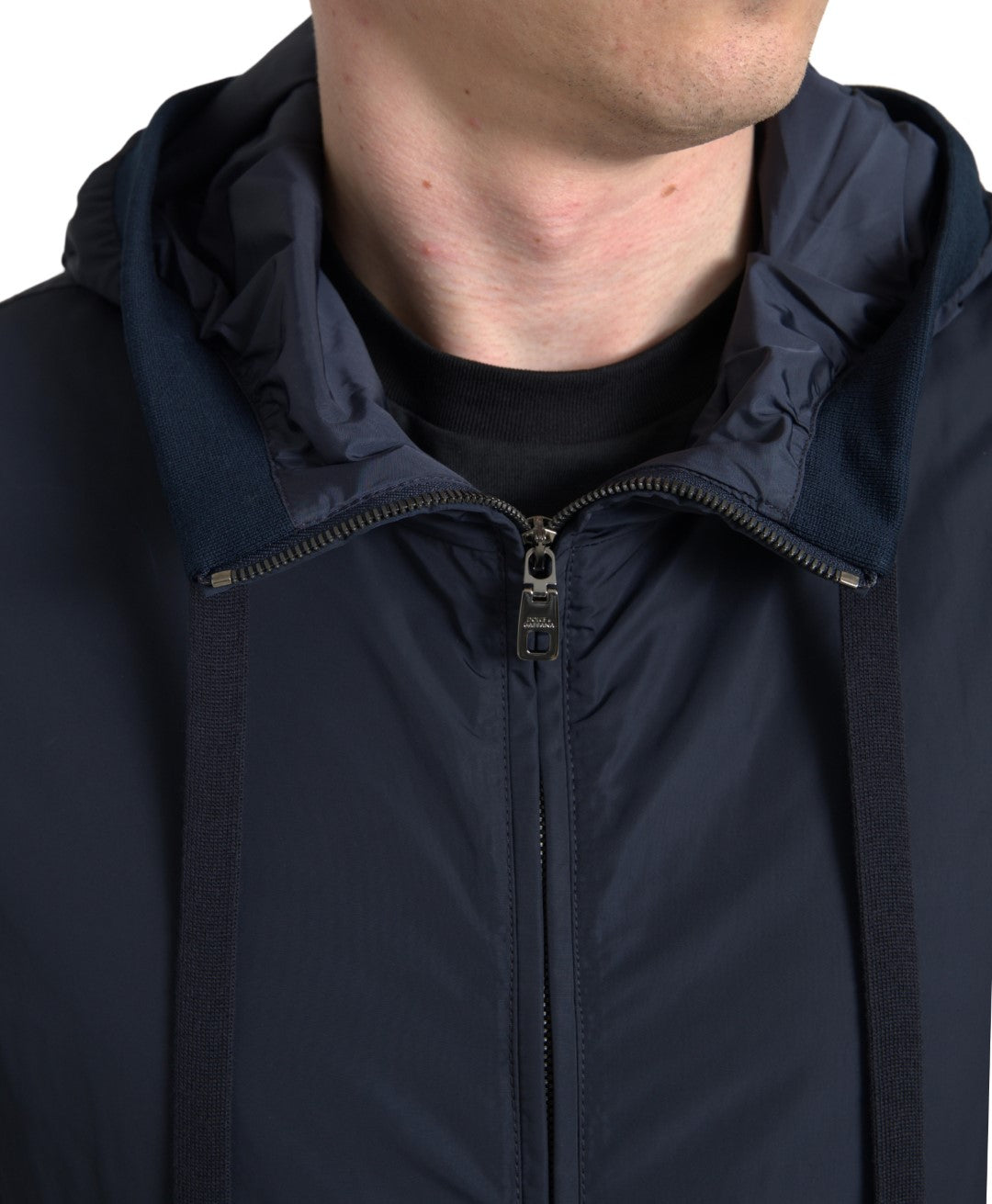 Dolce &amp; Gabbana Elegant Blue Hooded Sweatshirt with Zip Closure