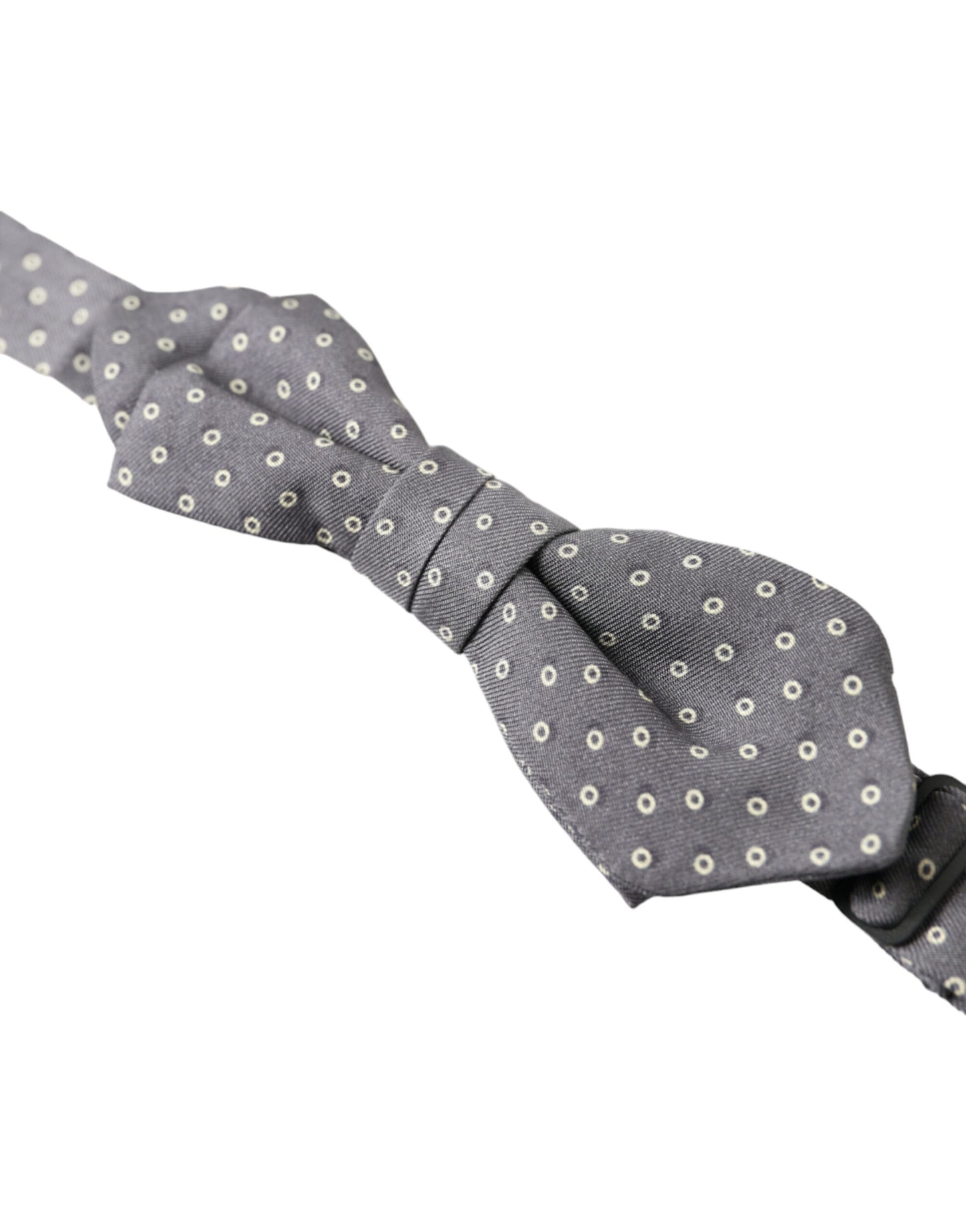 Dolce &amp; Gabbana Elegant Silk Gray Polka Dot Bow Tie