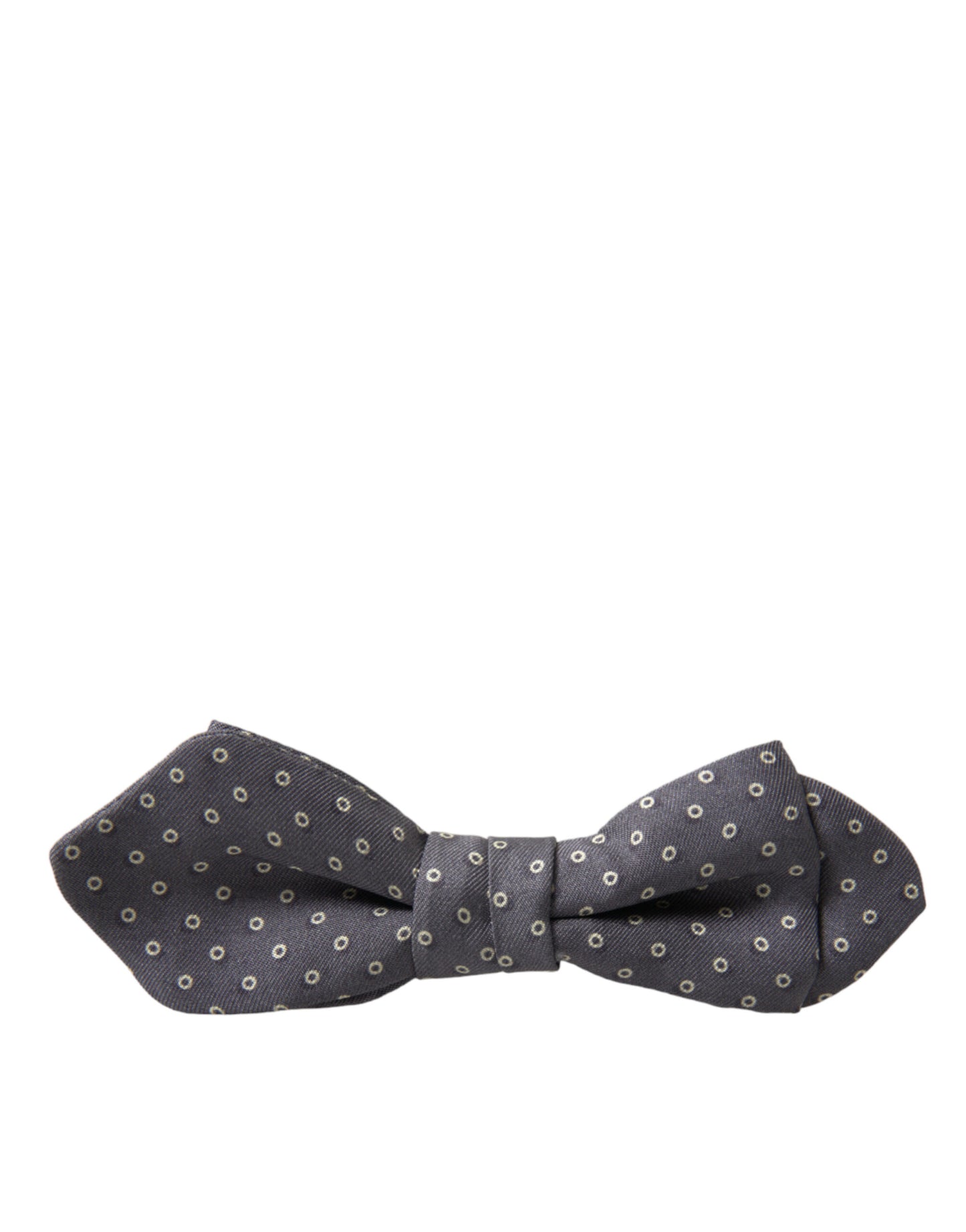 Dolce &amp; Gabbana Elegant Silk Gray Polka Dot Bow Tie