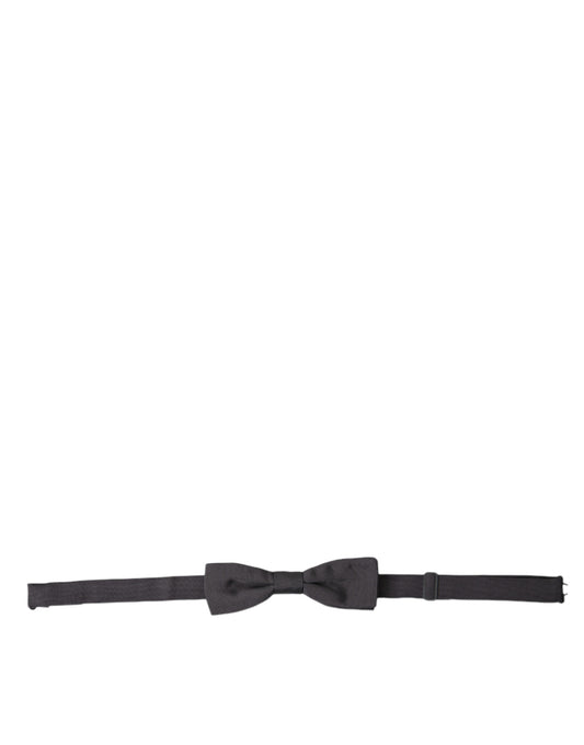 Dolce &amp; Gabbana Elegant Silk Dark Gray Bow Tie