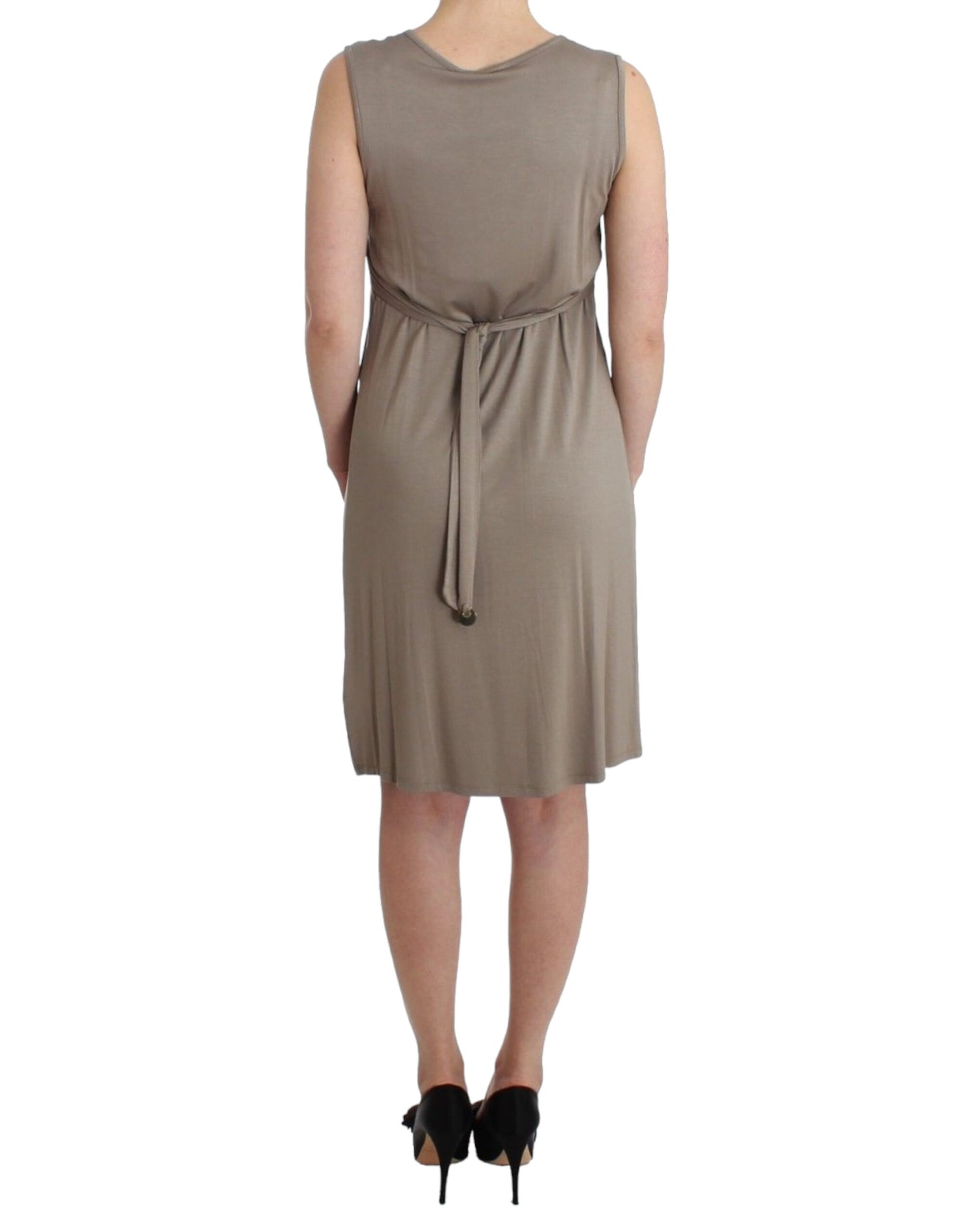 Roccobarocco Studded Sheath Knee-Length Dress in Beige