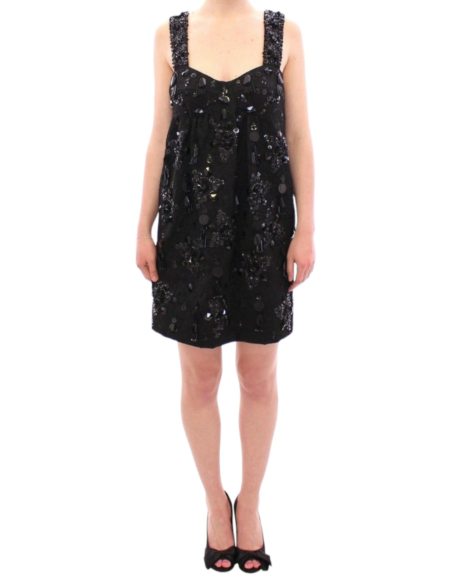 Dolce & Gabbana Elegant Sequined Floral Mini Shift Dress