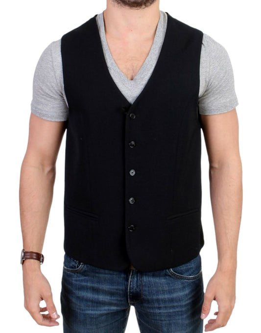 Costume National Elegant Black Wool Blend Casual Cardigan