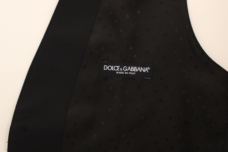 Dolce &amp; Gabbana Elegant Silk-Wool Black Dress Vest