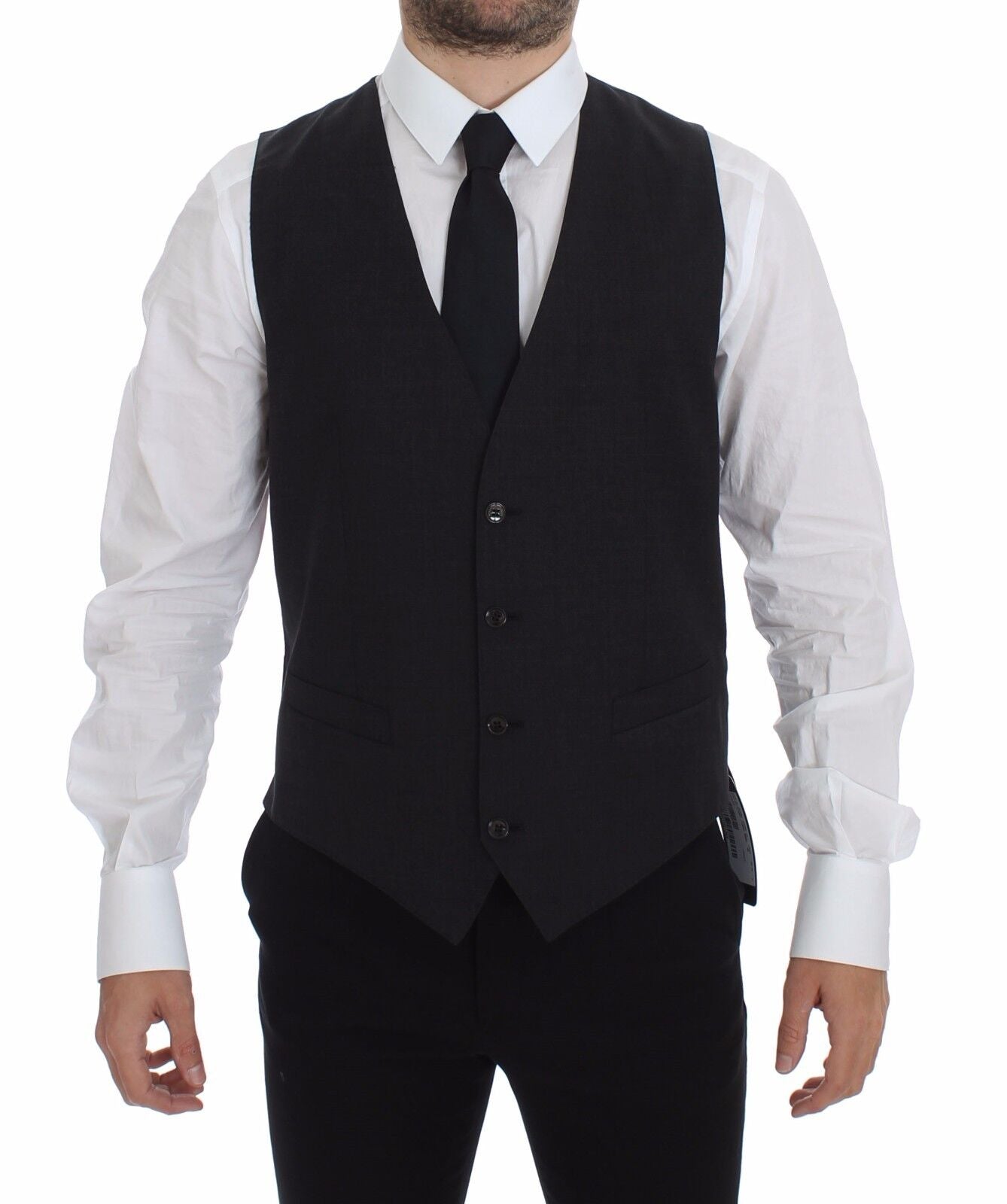 Dolce &amp; Gabbana Sleek Gray Wool Dress Vest