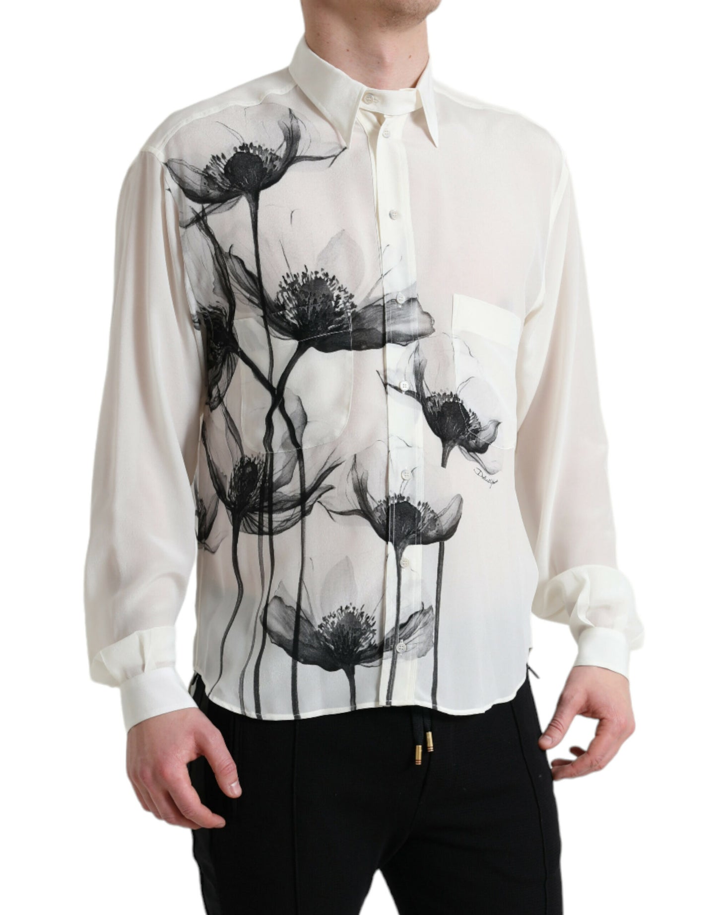 Dolce &amp; Gabbana Elegant Floral Silk Dress Shirt