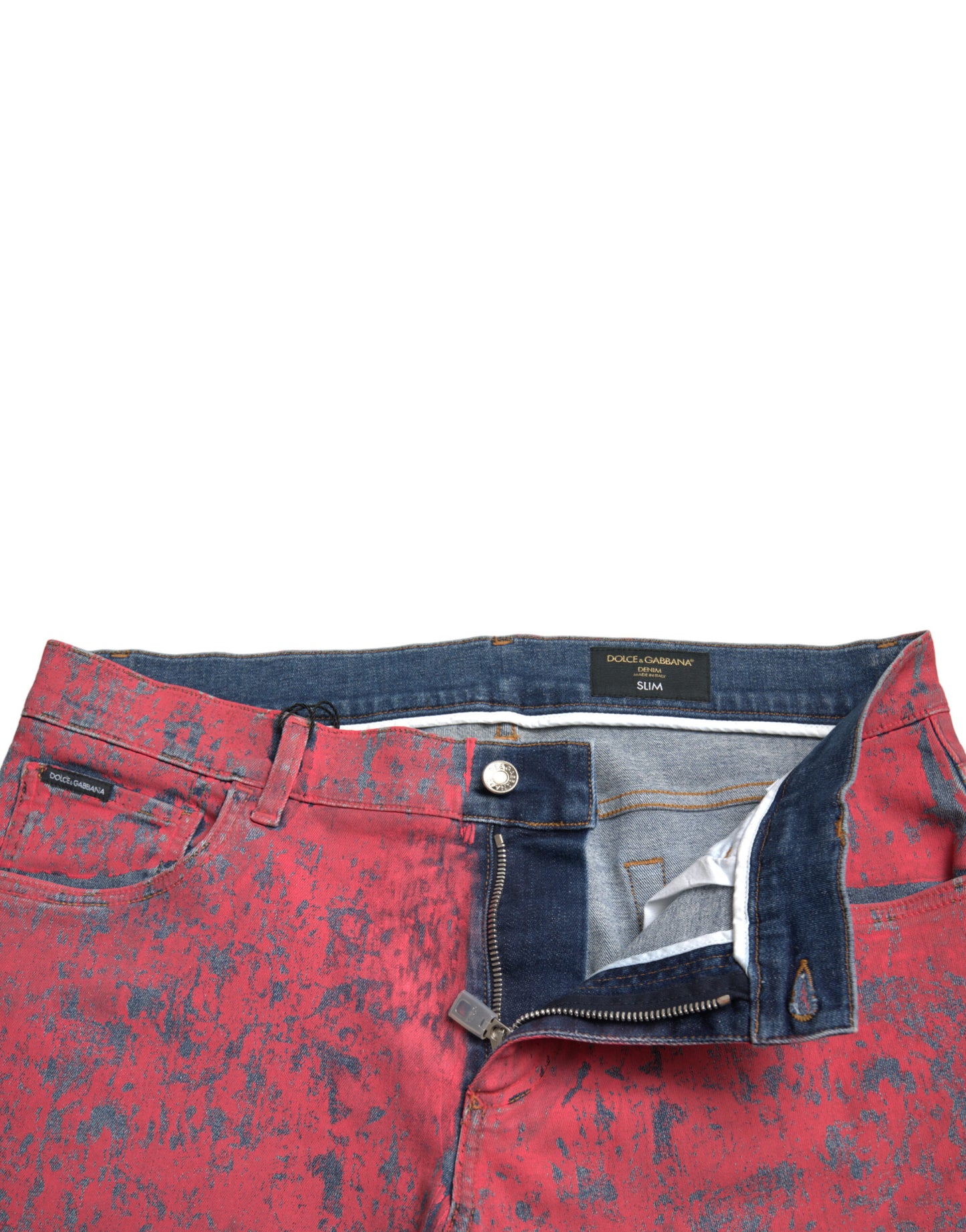 Dolce & Gabbana Red Tie Dye Skinny Denim Jeans