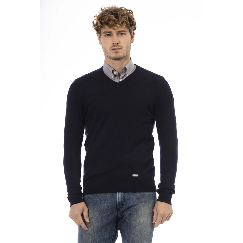 Baldinini Trend Blue Wool Men Sweater