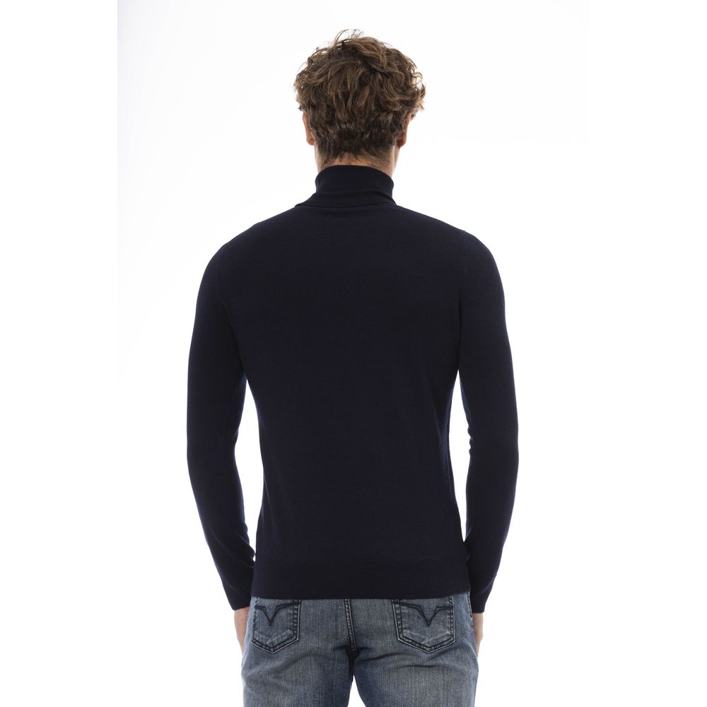 Baldinini Trend Blue Wool Men's Turtleneck Sweater