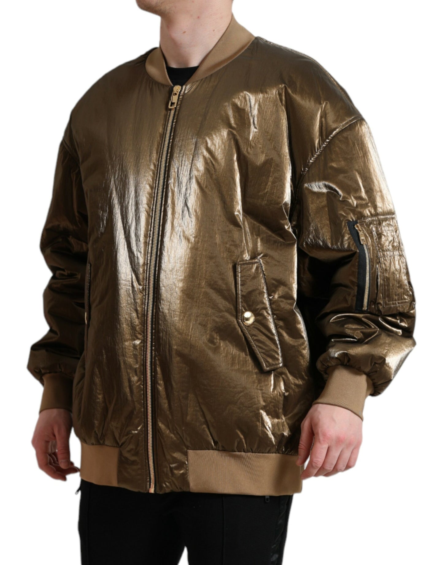 Dolce &amp; Gabbana Elegant Bronze Bomber Jacket