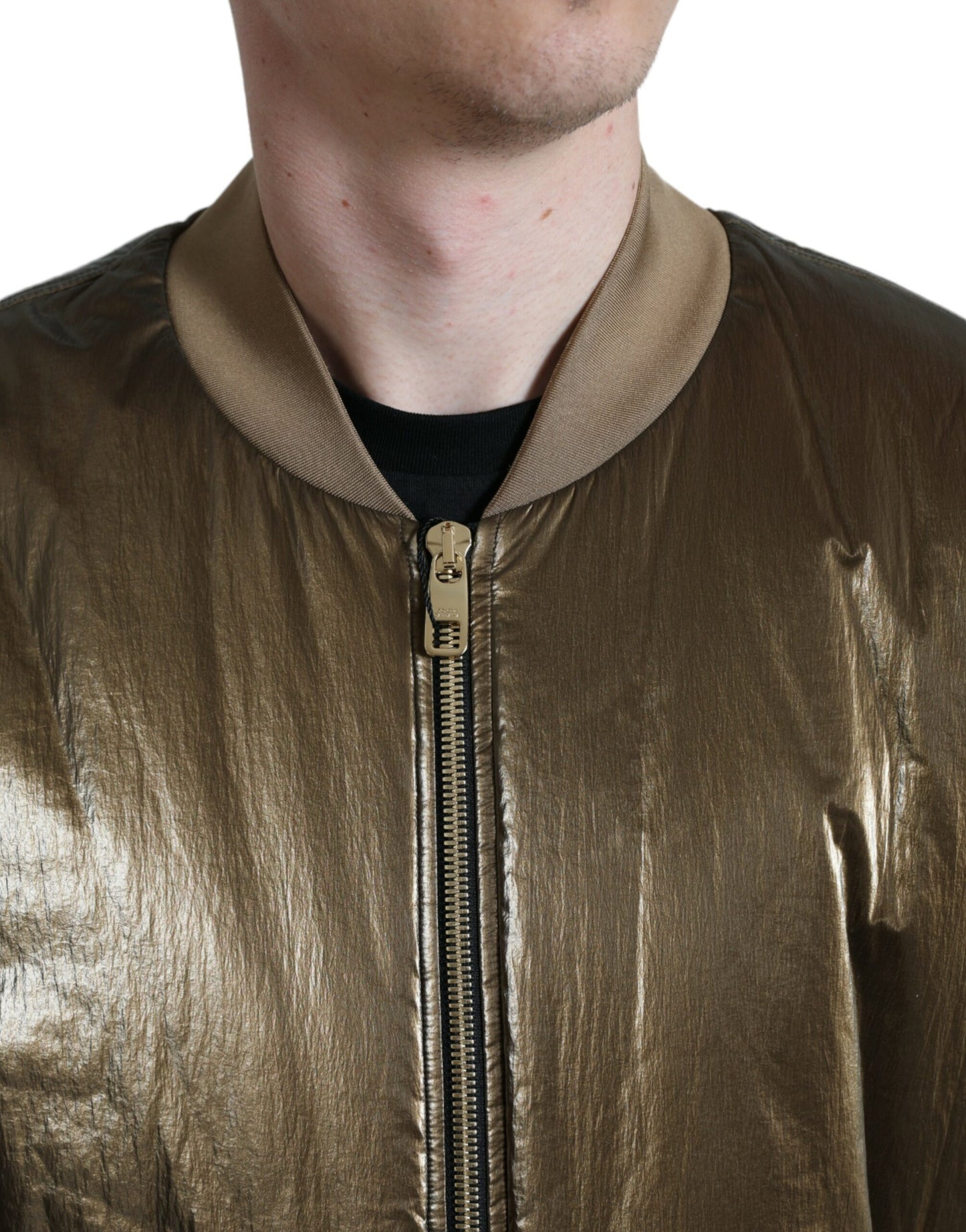 Dolce &amp; Gabbana Elegant Bronze Bomber Jacket