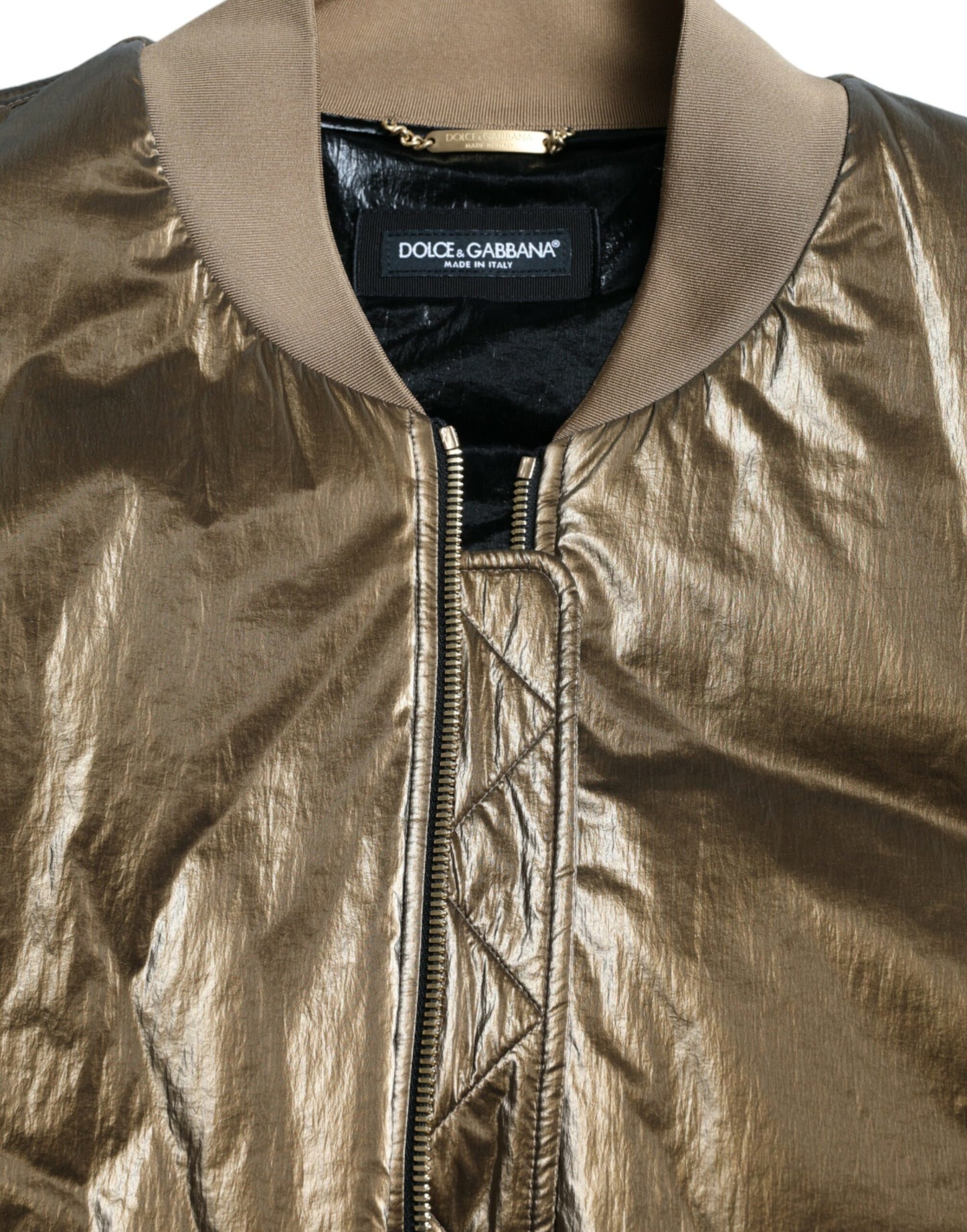 Dolce &amp; Gabbana Elegant Bronze Bomber Jacket