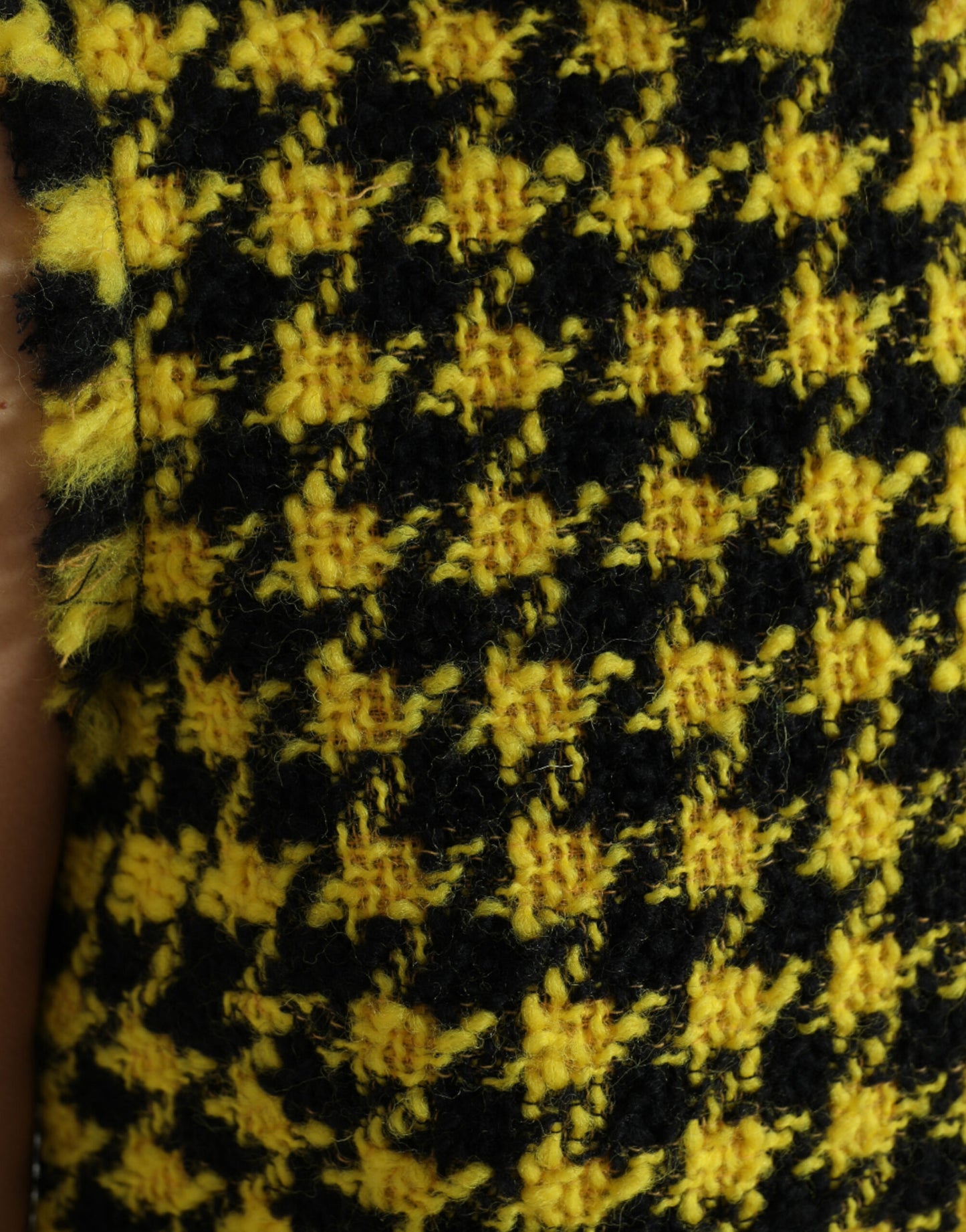 Dolce &amp; Gabbana Houndstooth Knitted Chic Yellow Mini Skirt