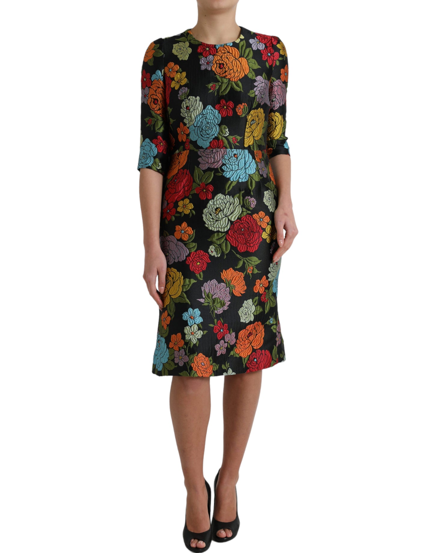 Dolce & Gabbana Elegant Floral Embroidered Pencil Dress