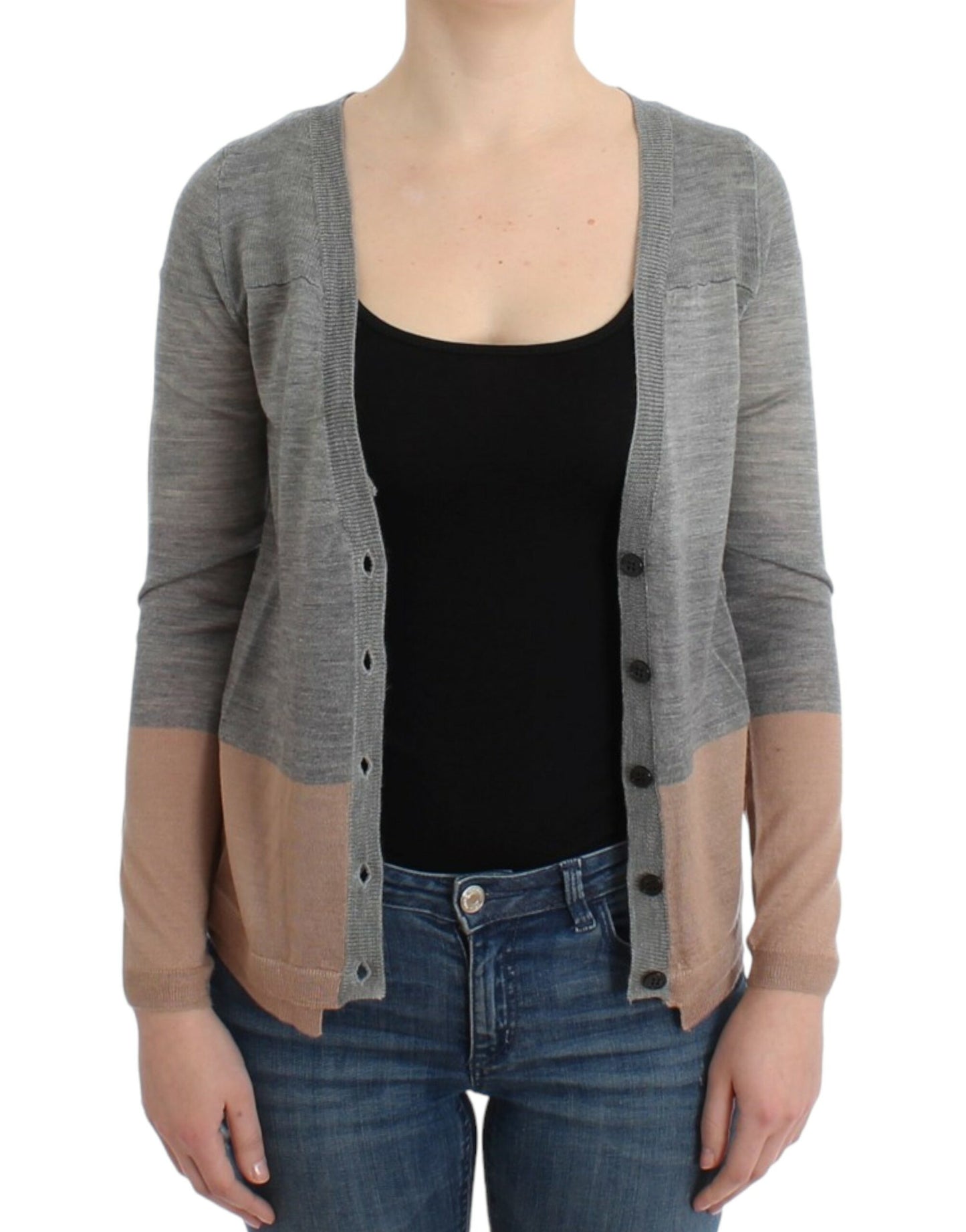 Costume National Elegant Gray Acrylic &amp; Wool Cardigan