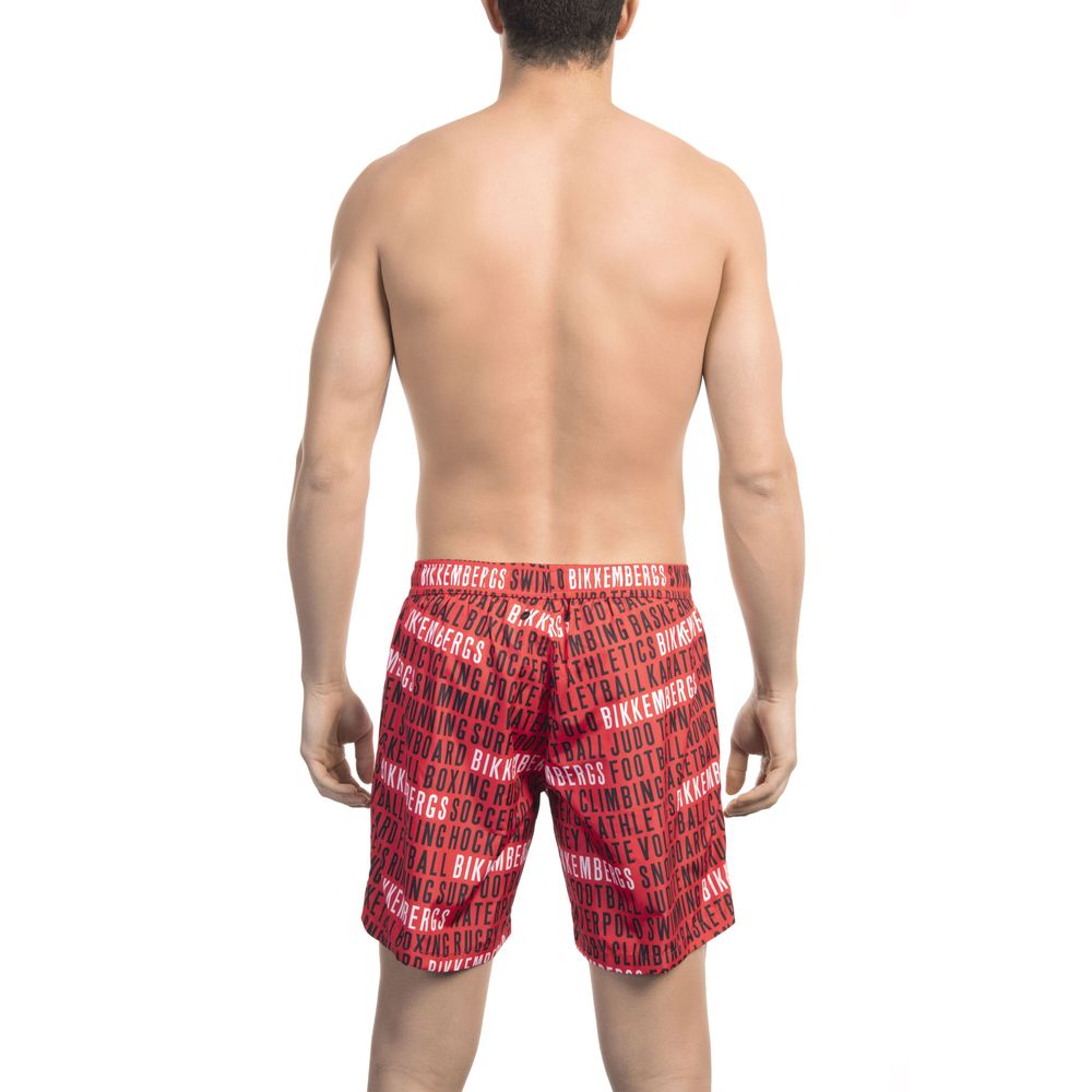 Bikkembergs Red Polyester Men Swim Short