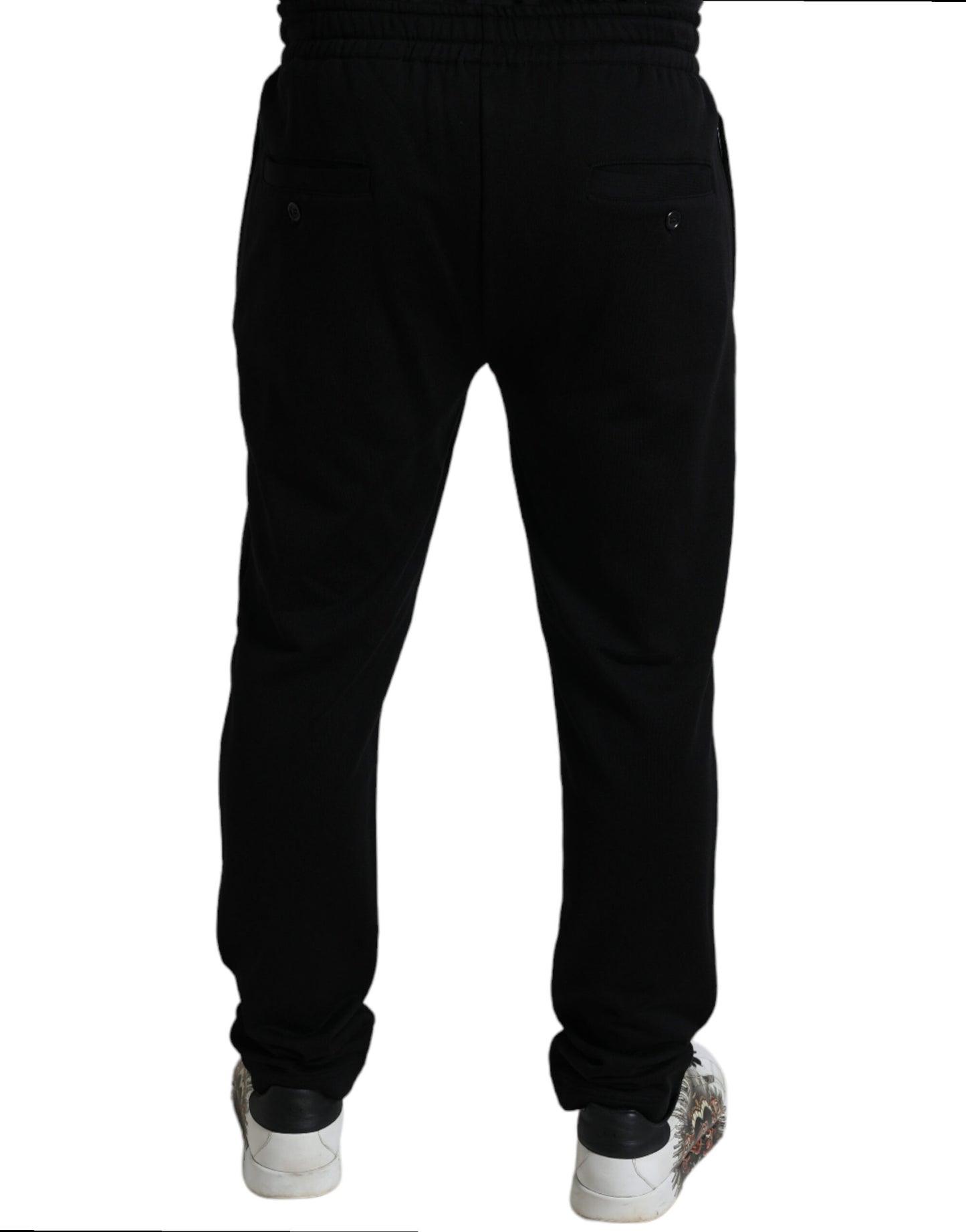 Dolce &amp; Gabbana Elegant Black Cotton Joggers with Logo Embroidery