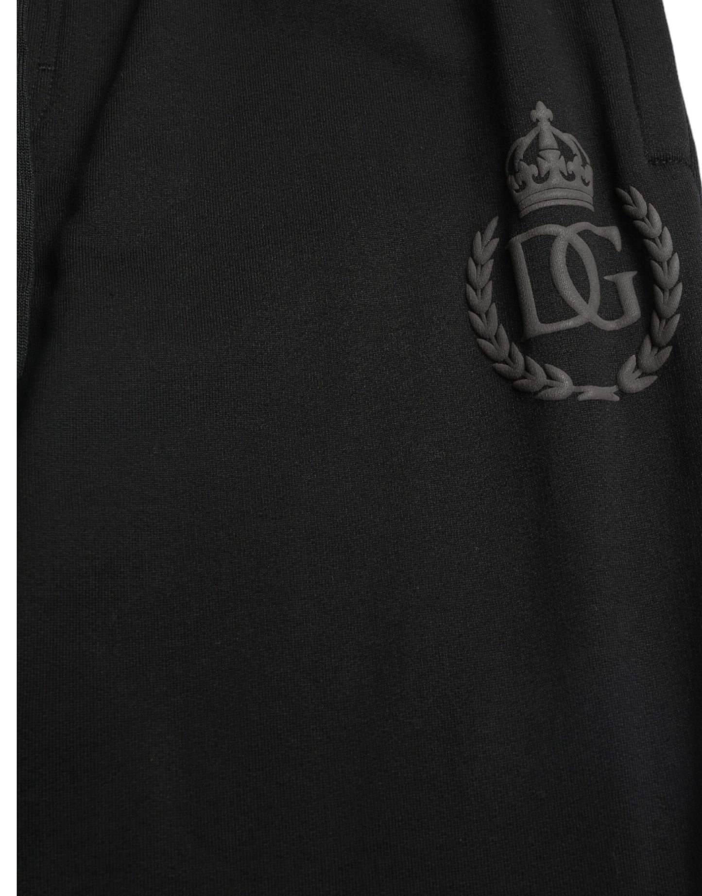 Dolce &amp; Gabbana Elegant Black Cotton Joggers with Logo Embroidery