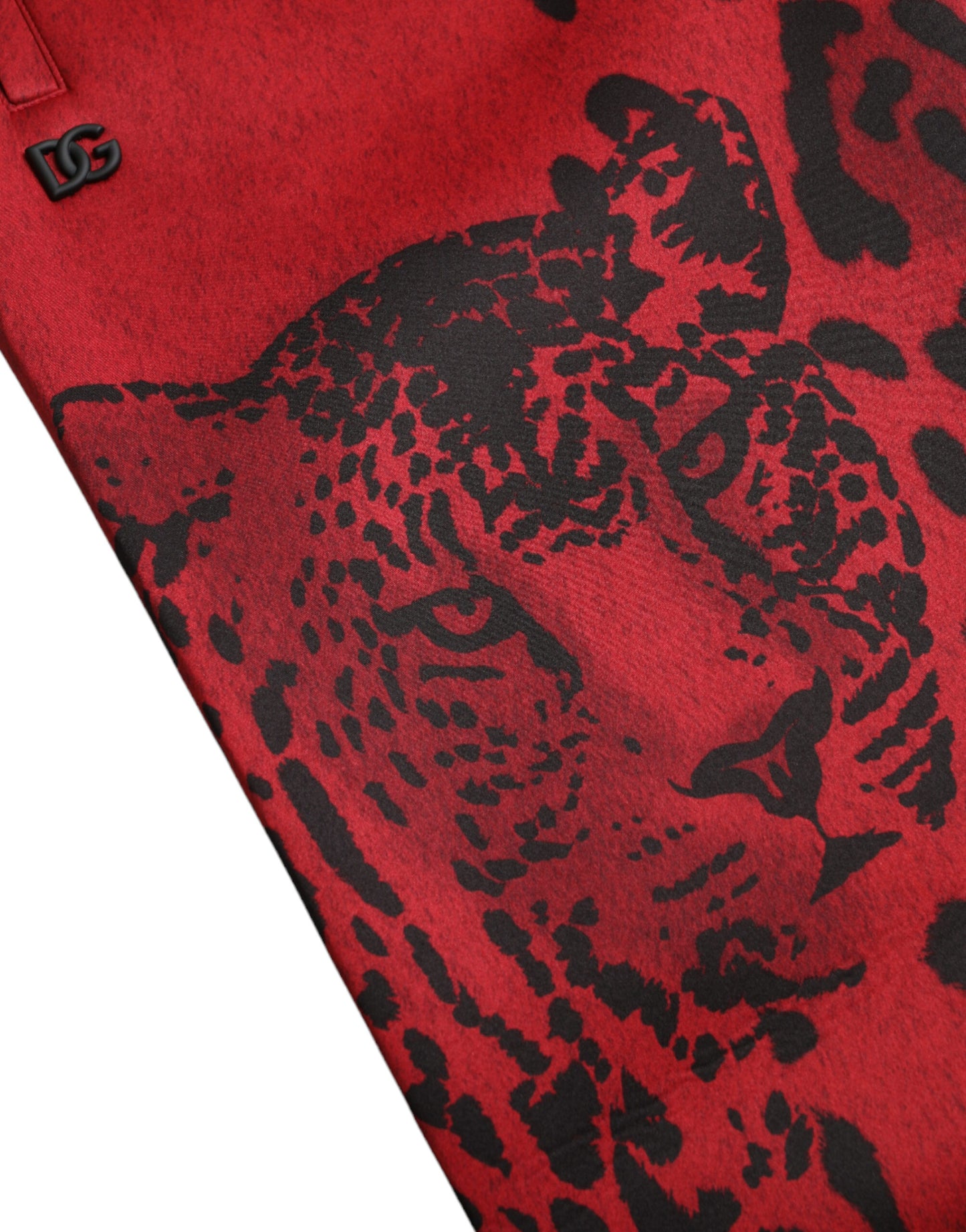 Dolce &amp; Gabbana Elegant Leopard Print Joggers in Red and Black