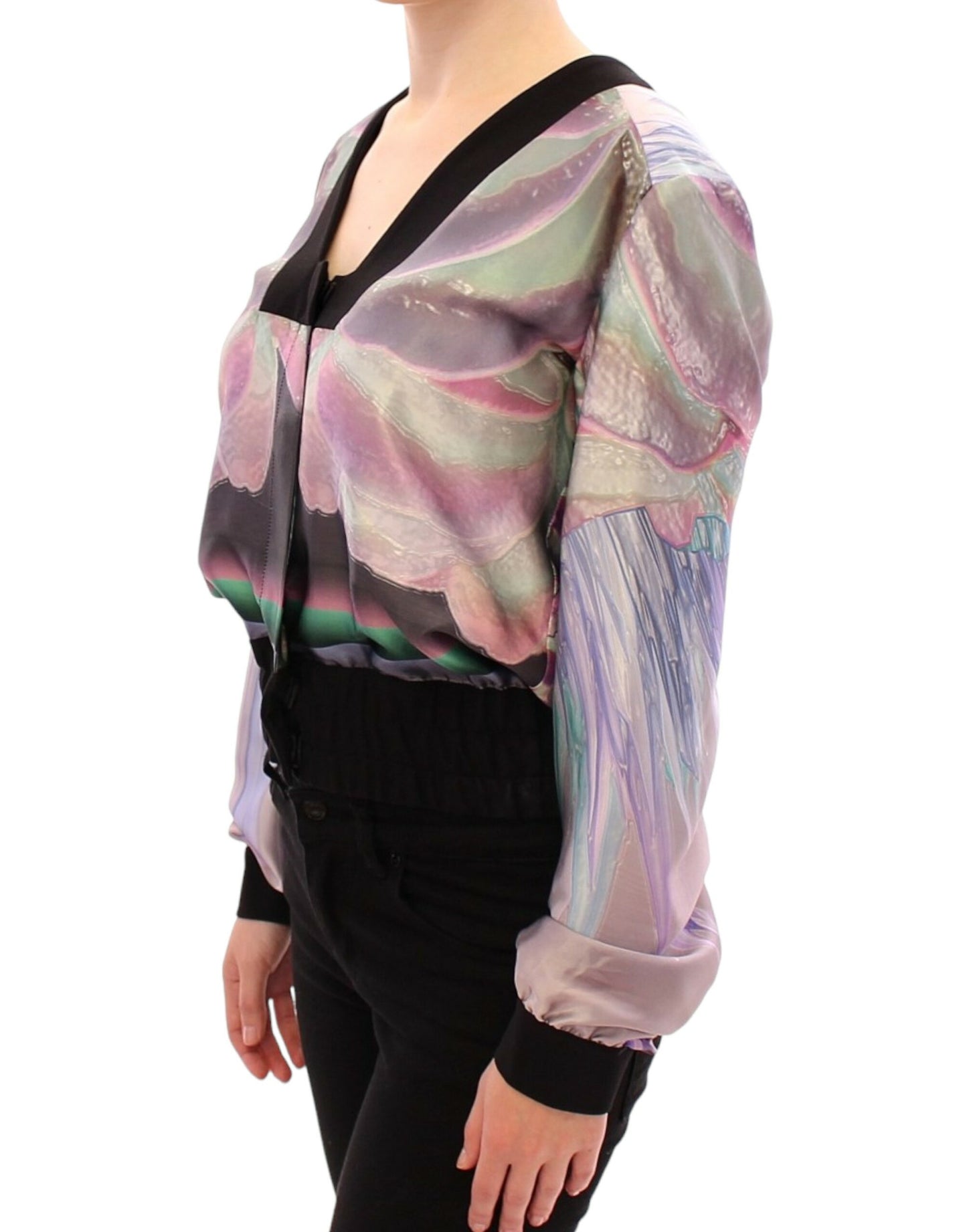 Sergei Grinko Multicolor Silk Blouse Jacket