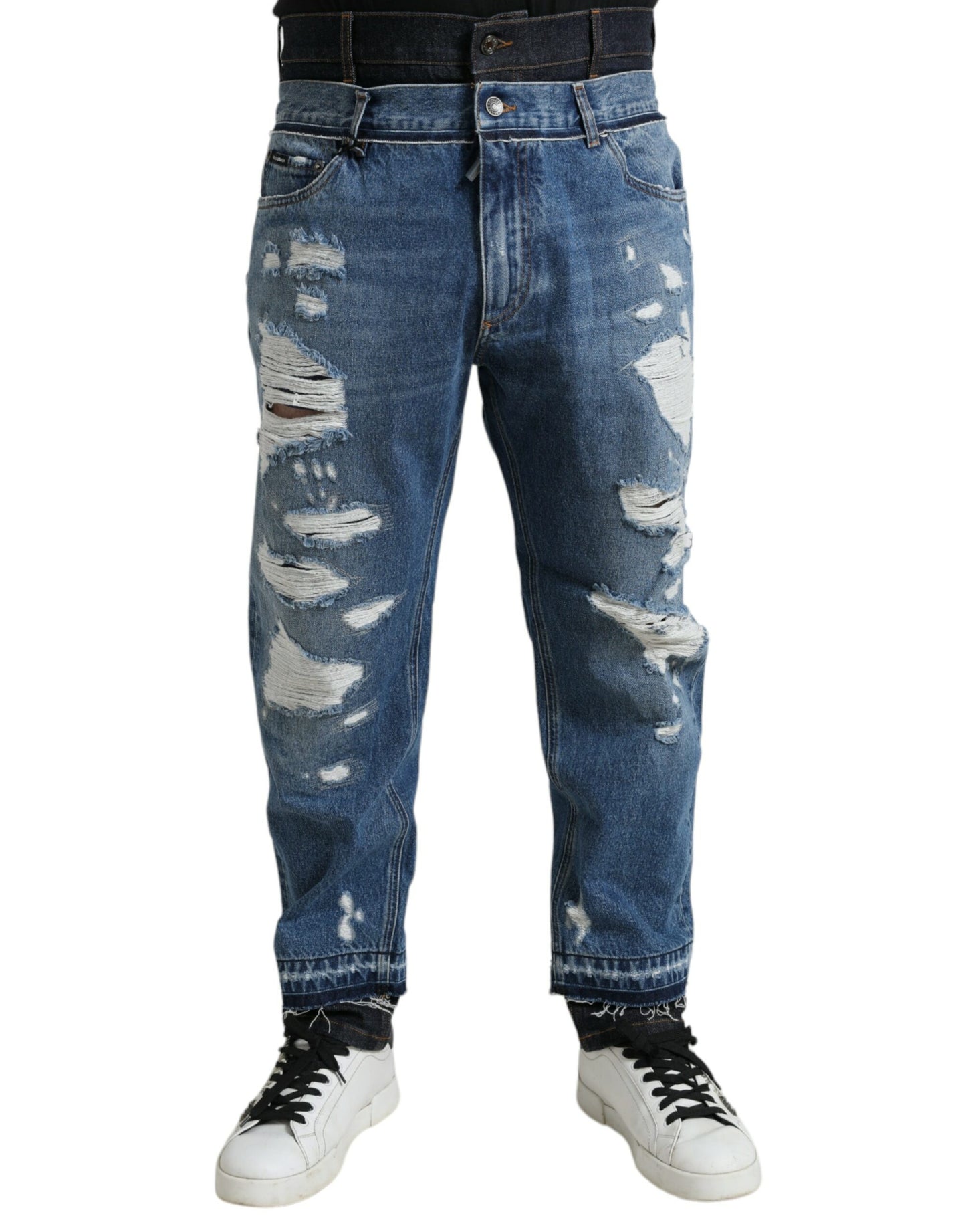 Dolce &amp; Gabbana Chic Skinny Tattered Denim Jeans