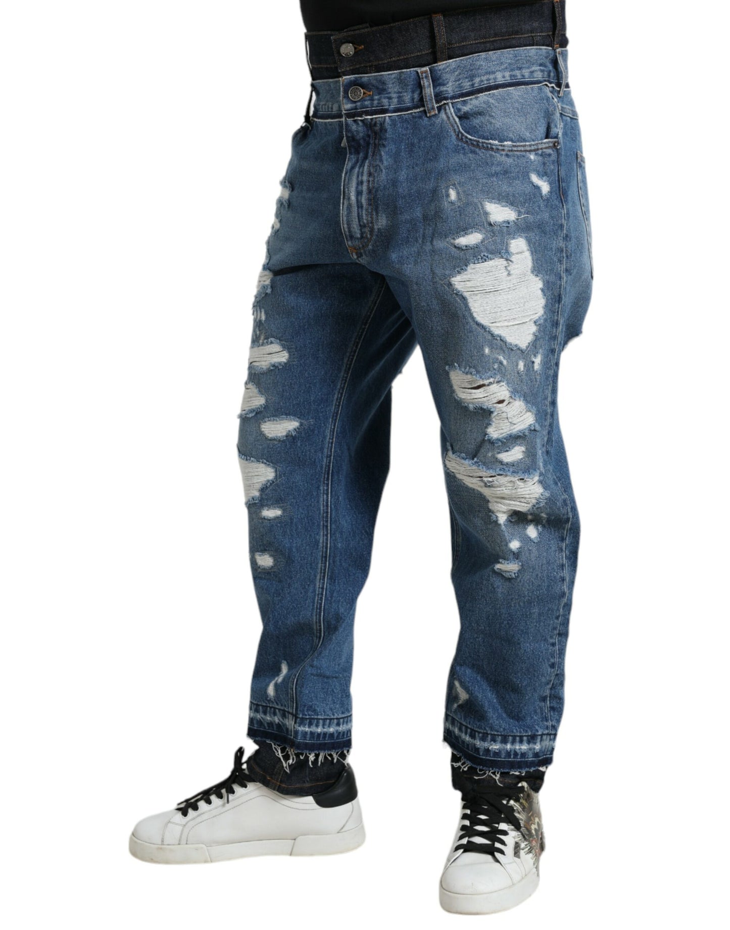 Dolce &amp; Gabbana Chic Skinny Tattered Denim Jeans