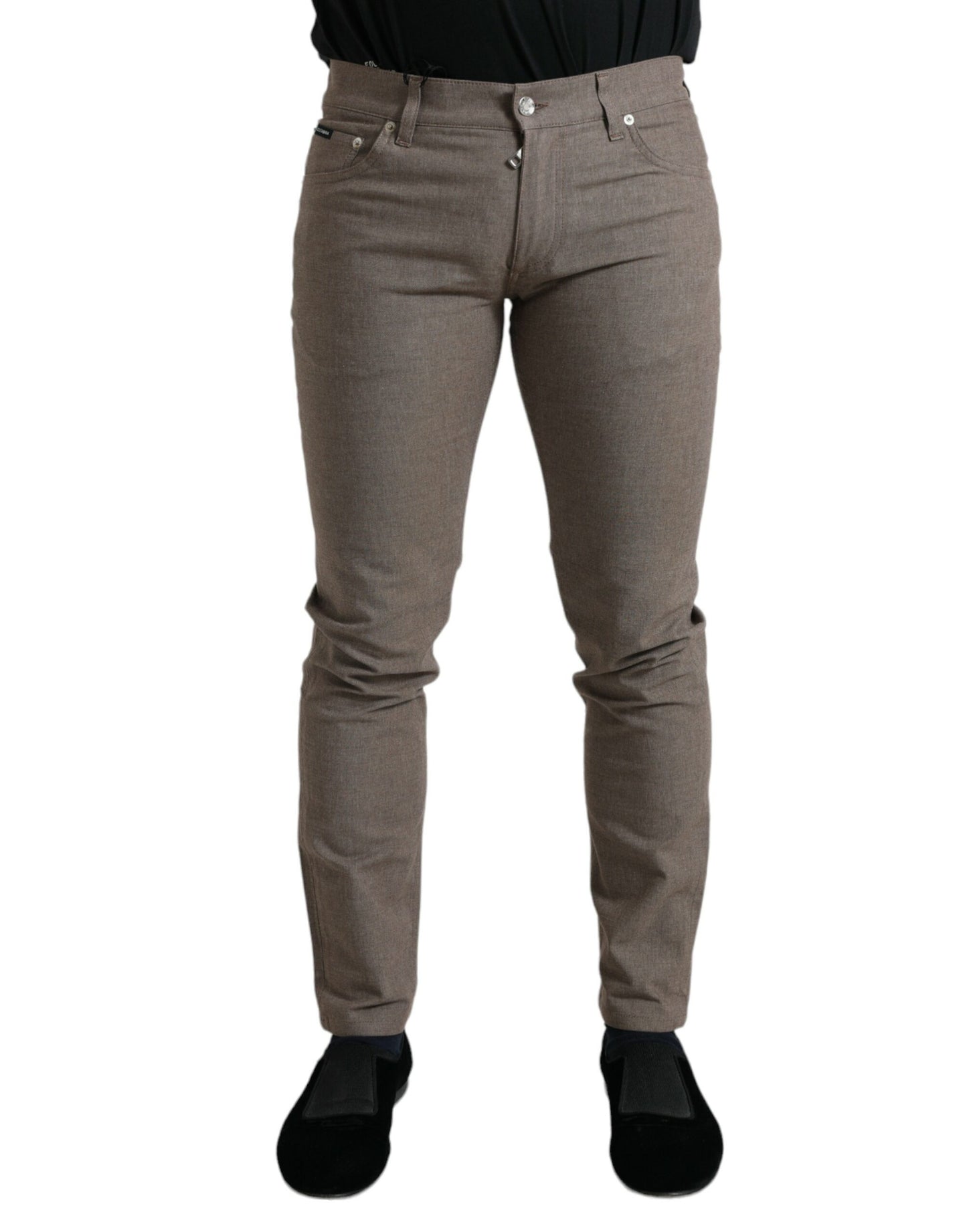 Dolce &amp; Gabbana Elegant Brown Cotton Stretch Skinny Pants