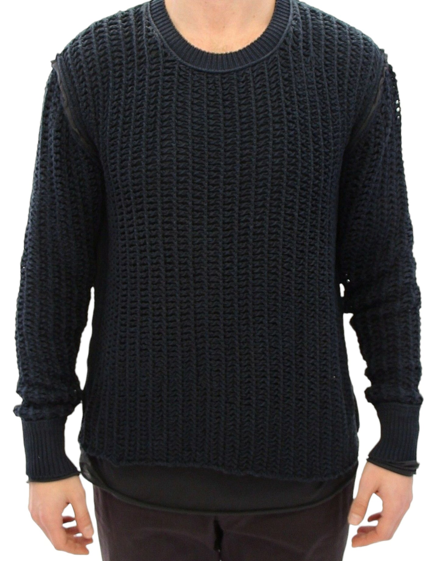 Dolce &amp; Gabbana Elegant Blue and Black Layered Sweater