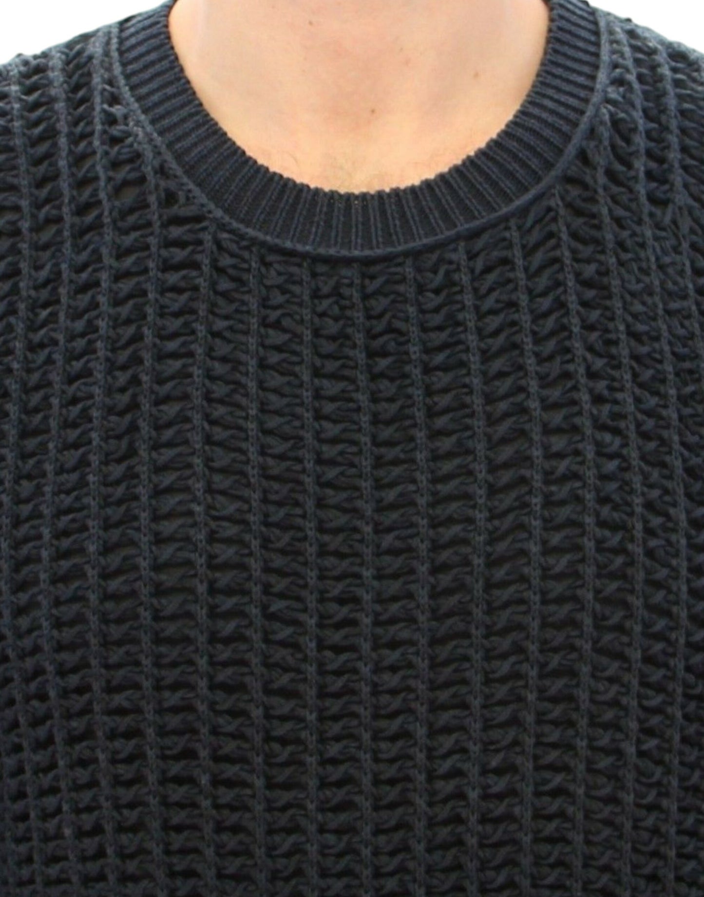 Dolce &amp; Gabbana Elegant Blue and Black Layered Sweater