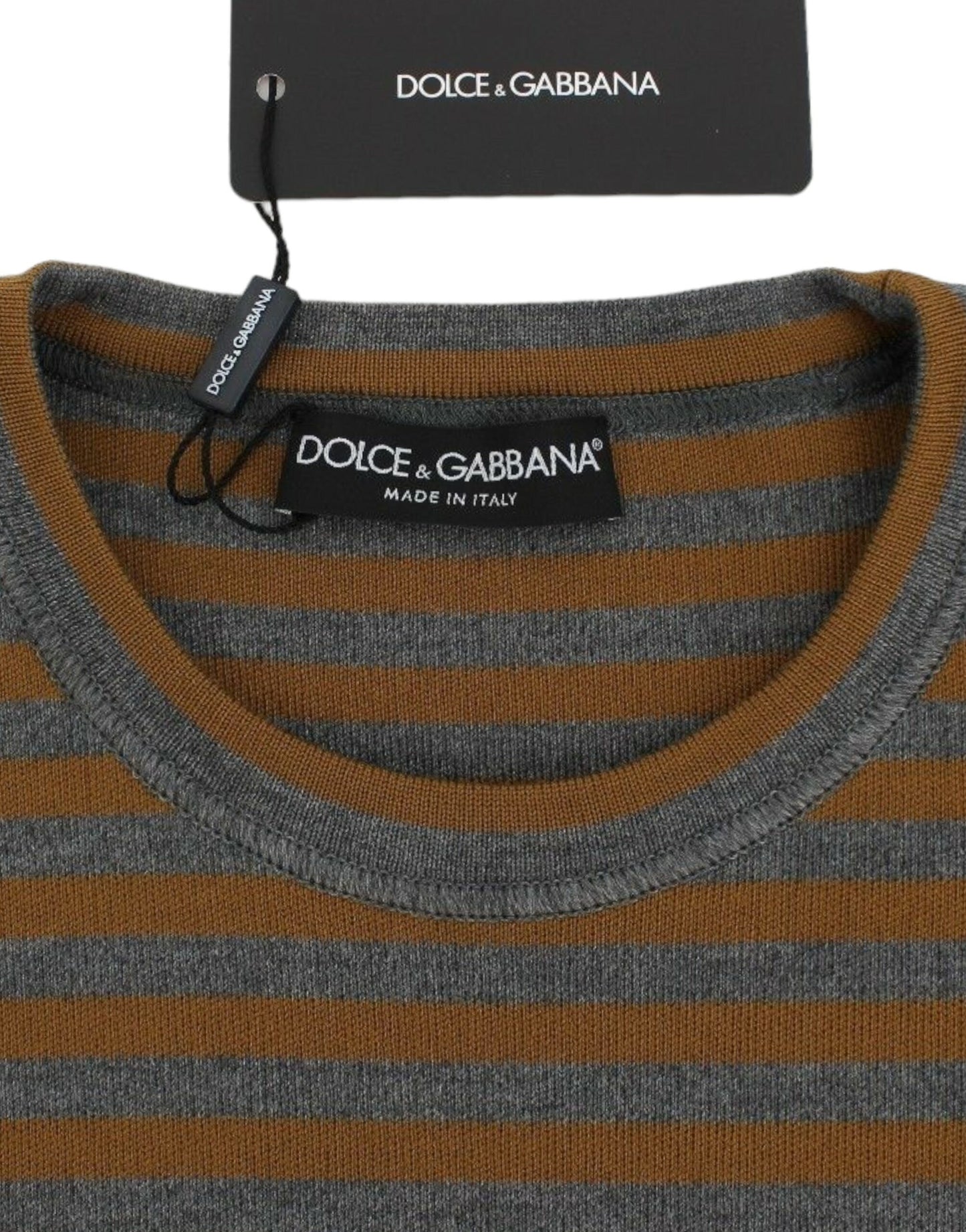 Dolce & Gabbana Yellow & Gray Striped Oversized Sweater