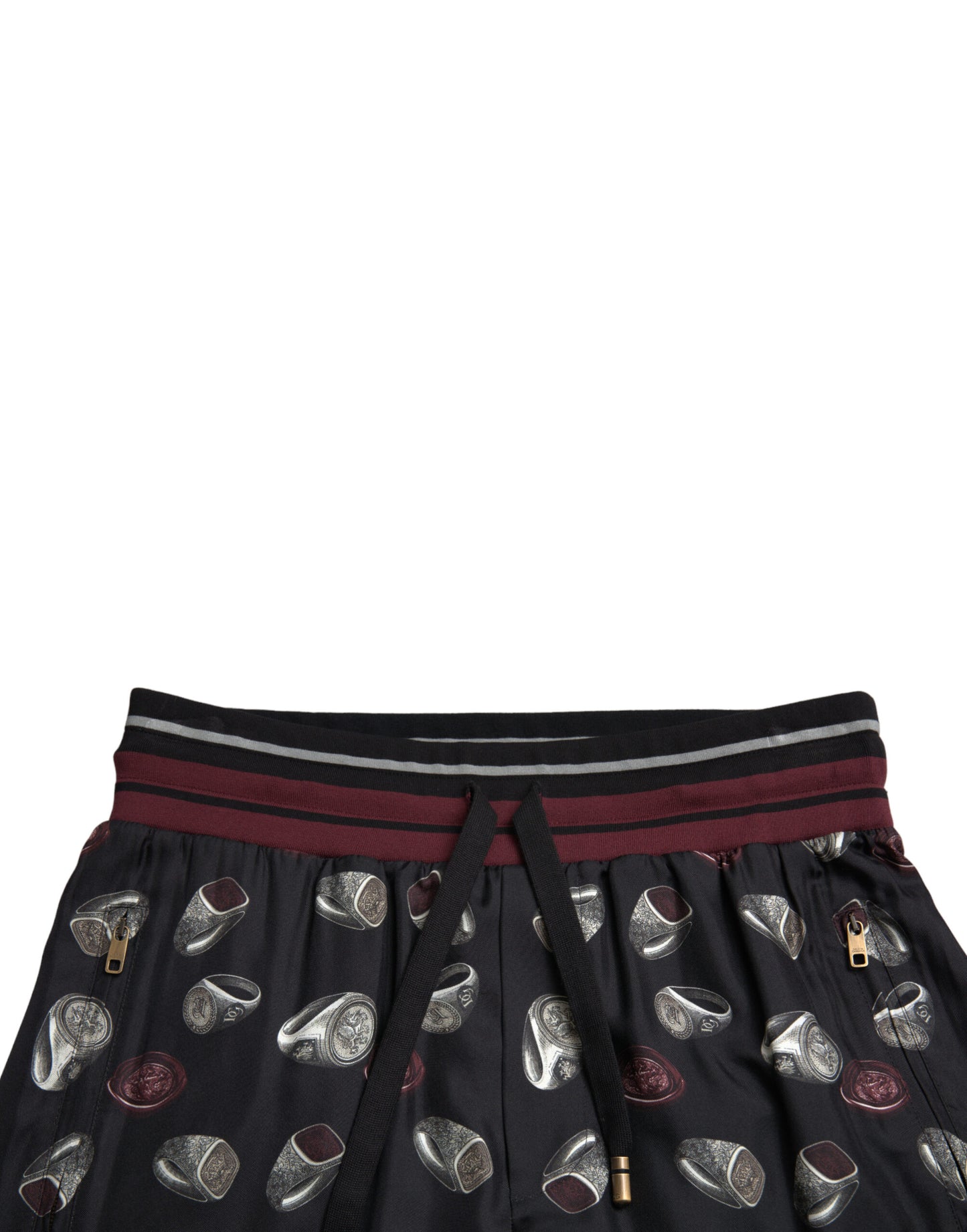 Dolce &amp; Gabbana Elegant Silk Jogging Trousers with Ring Print