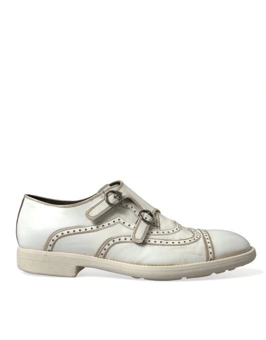 Dolce & Gabbana Elegant White Leather Derby Dress Shoes