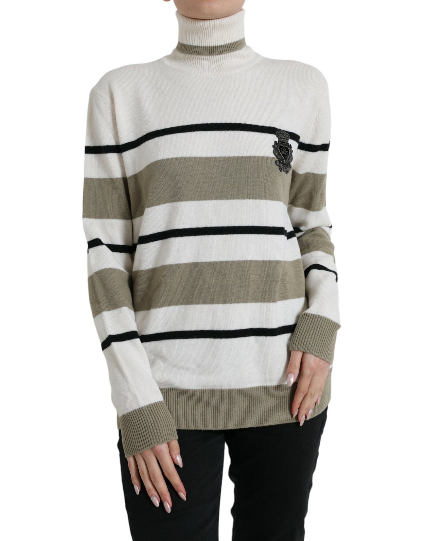 Dolce &amp; Gabbana Italian Striped Wool Turtleneck Sweater