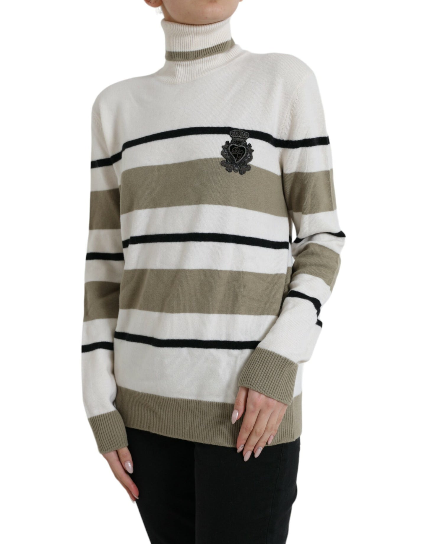 Dolce &amp; Gabbana Italian Striped Wool Turtleneck Sweater