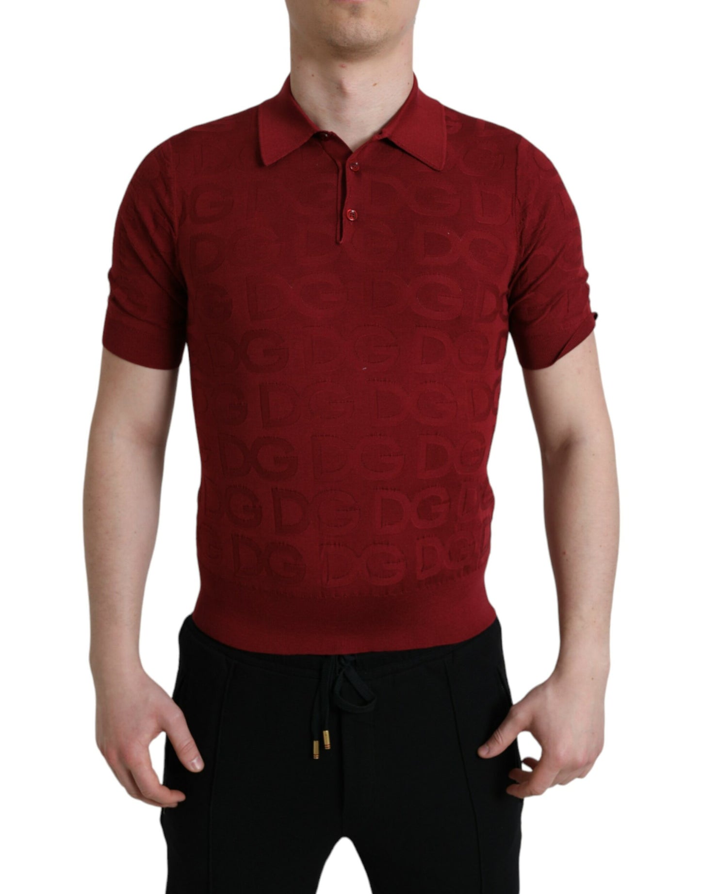 Dolce &amp; Gabbana Silk Maroon Polo T-Shirt - Elegance Meets Comfort