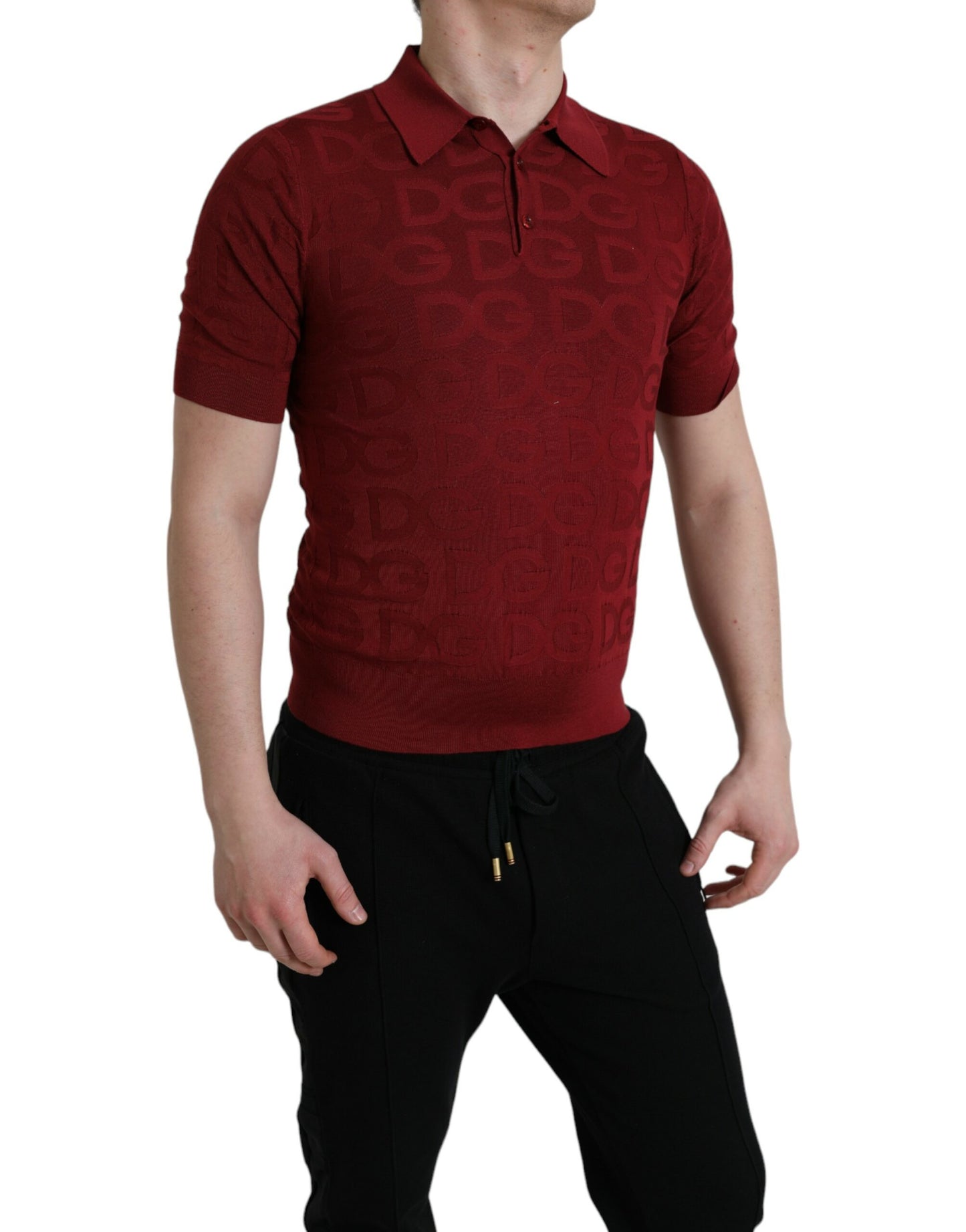 Dolce &amp; Gabbana Silk Maroon Polo T-Shirt - Elegance Meets Comfort